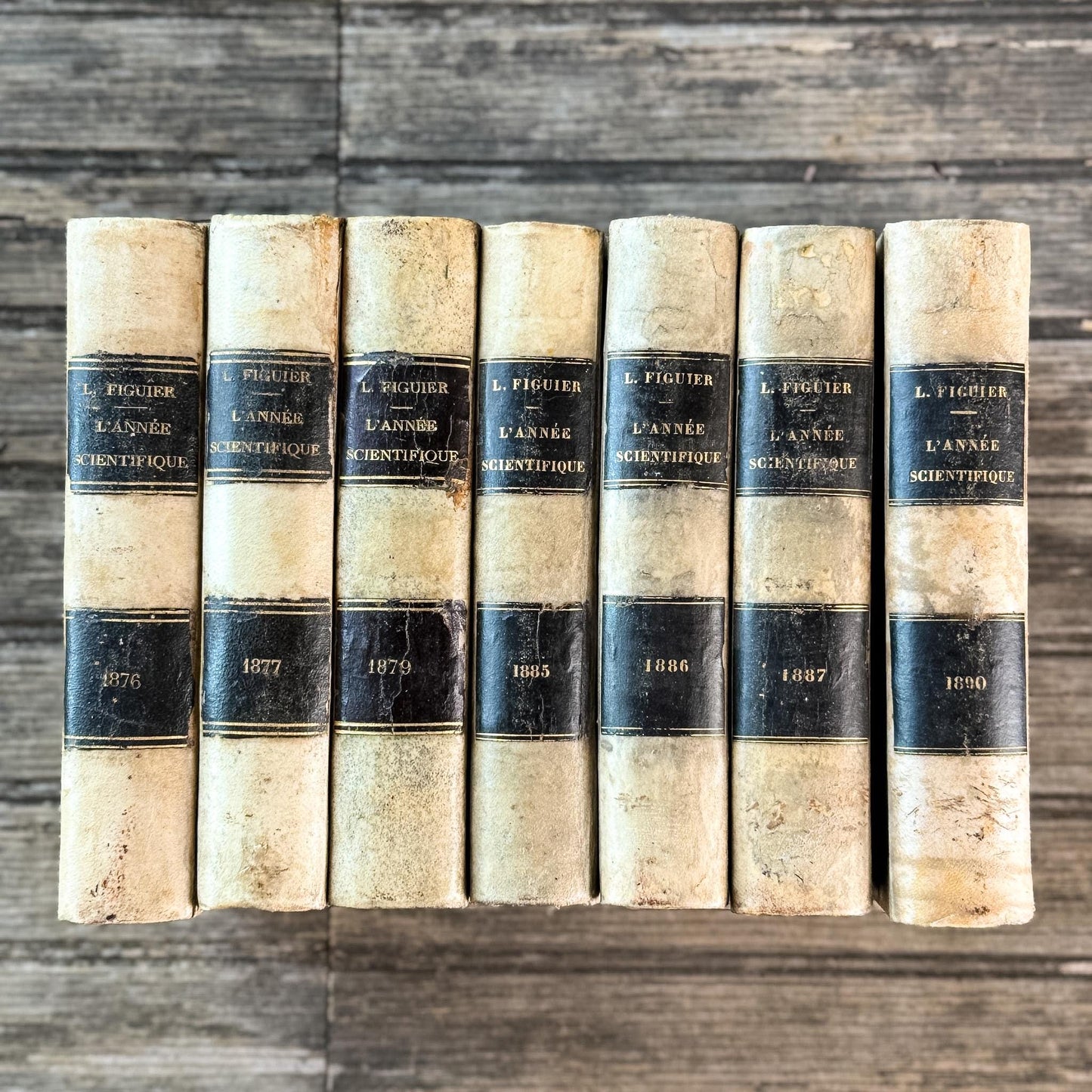 Antique French Book Set of L'Année Scientifique et Industrielle by Louis Figuier, 7 Volumes