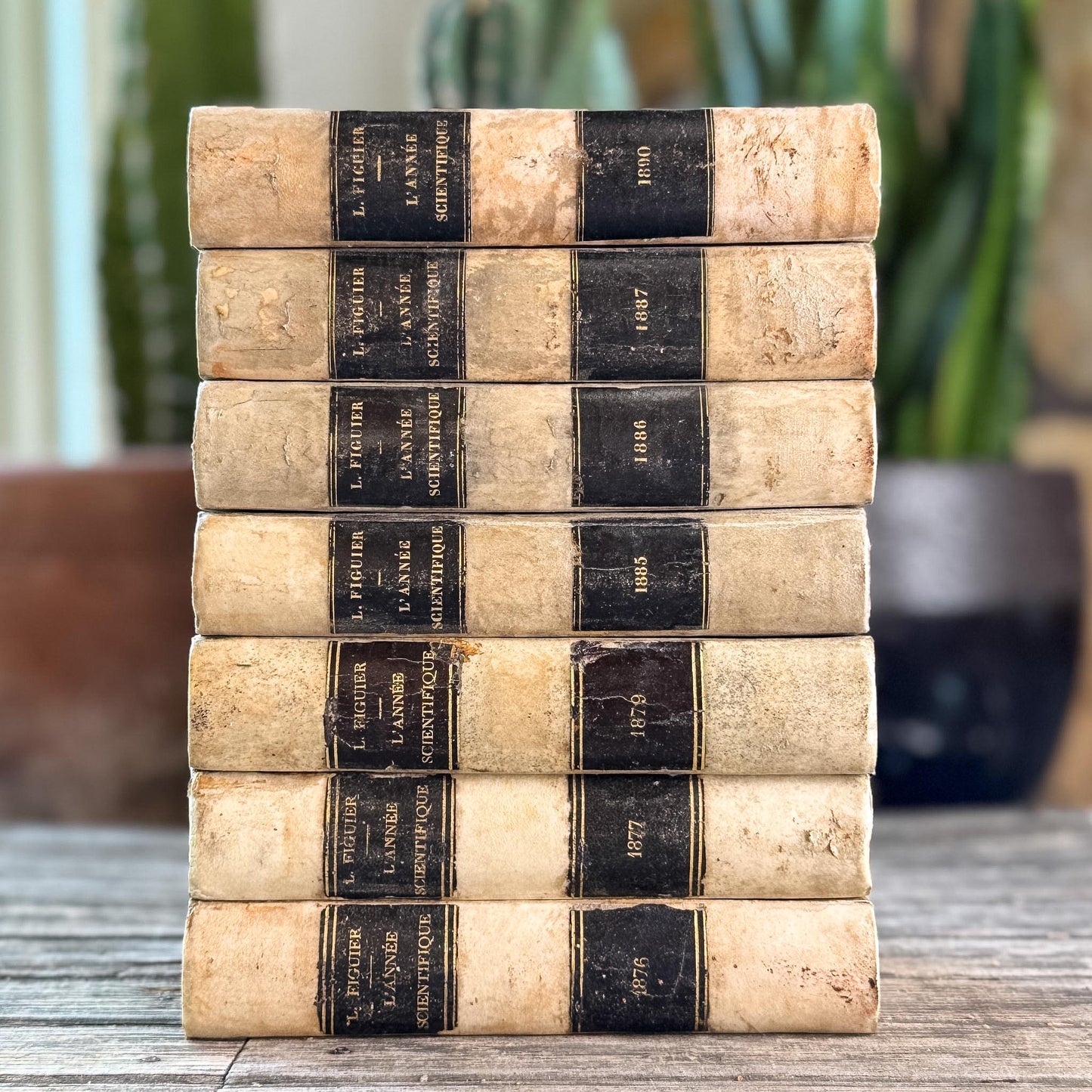 Antique French Book Set of L'Année Scientifique et Industrielle by Louis Figuier, 7 Volumes