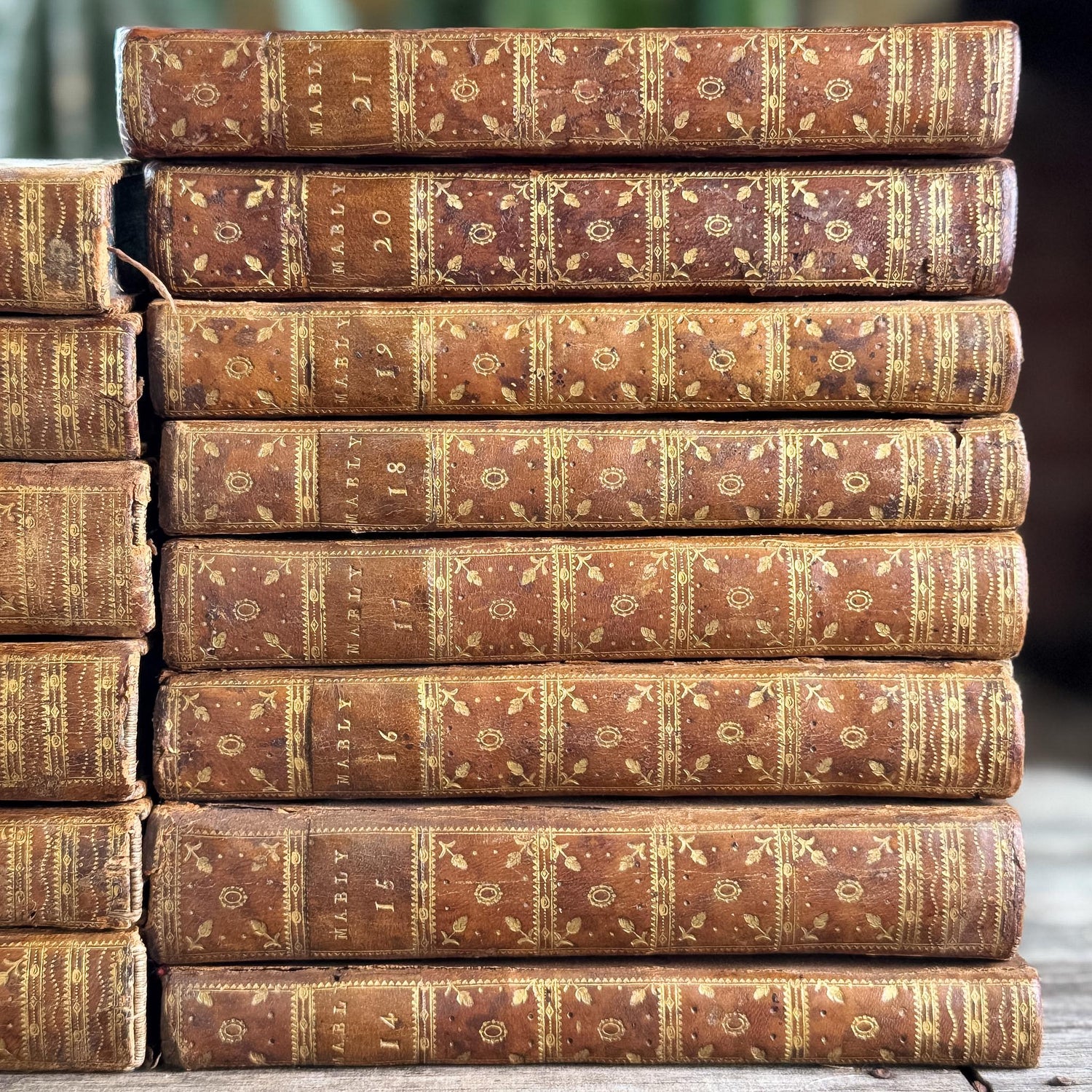 Antique French Leather Book Set, Oeuvres Complettes de Mably, 1790, 21 Volumes