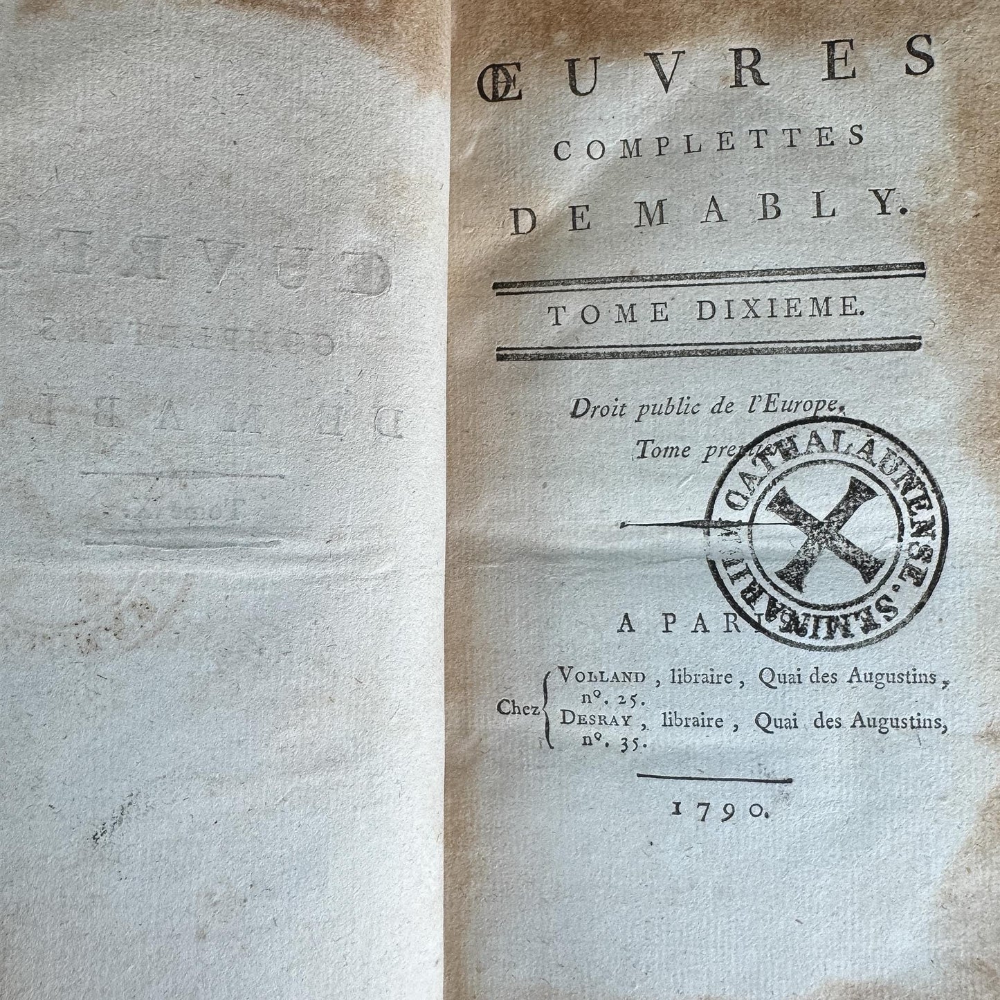 Antique French Leather Book Set, Oeuvres Complettes de Mably, 1790, 21 Volumes