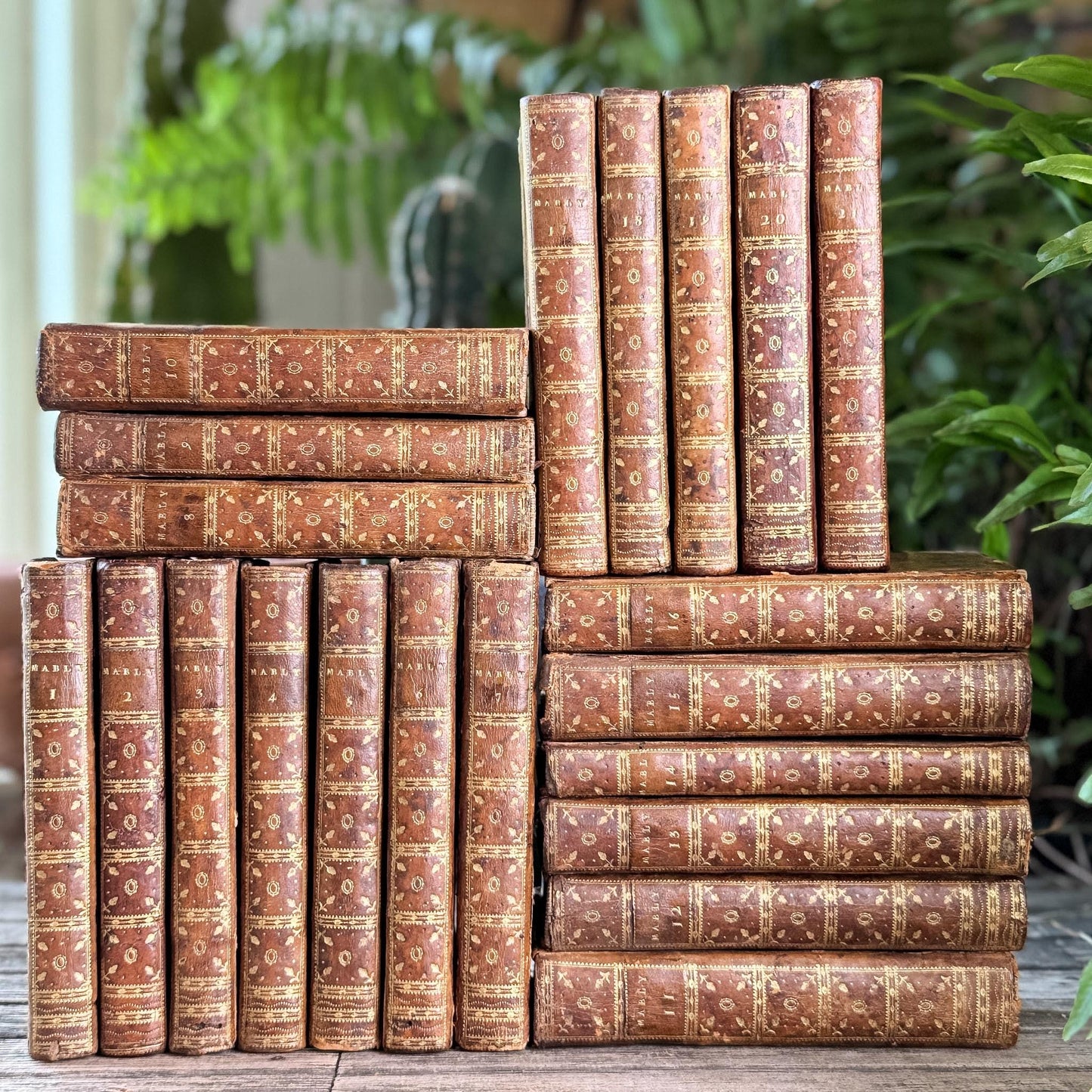 Antique French Leather Book Set, Oeuvres Complettes de Mably, 1790, 21 Volumes