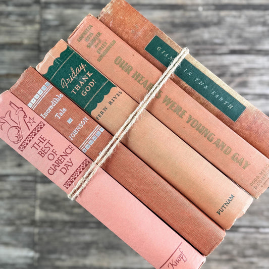 Terracotta and Peach Vintage Book Bundle for Feminine Shelf Styling