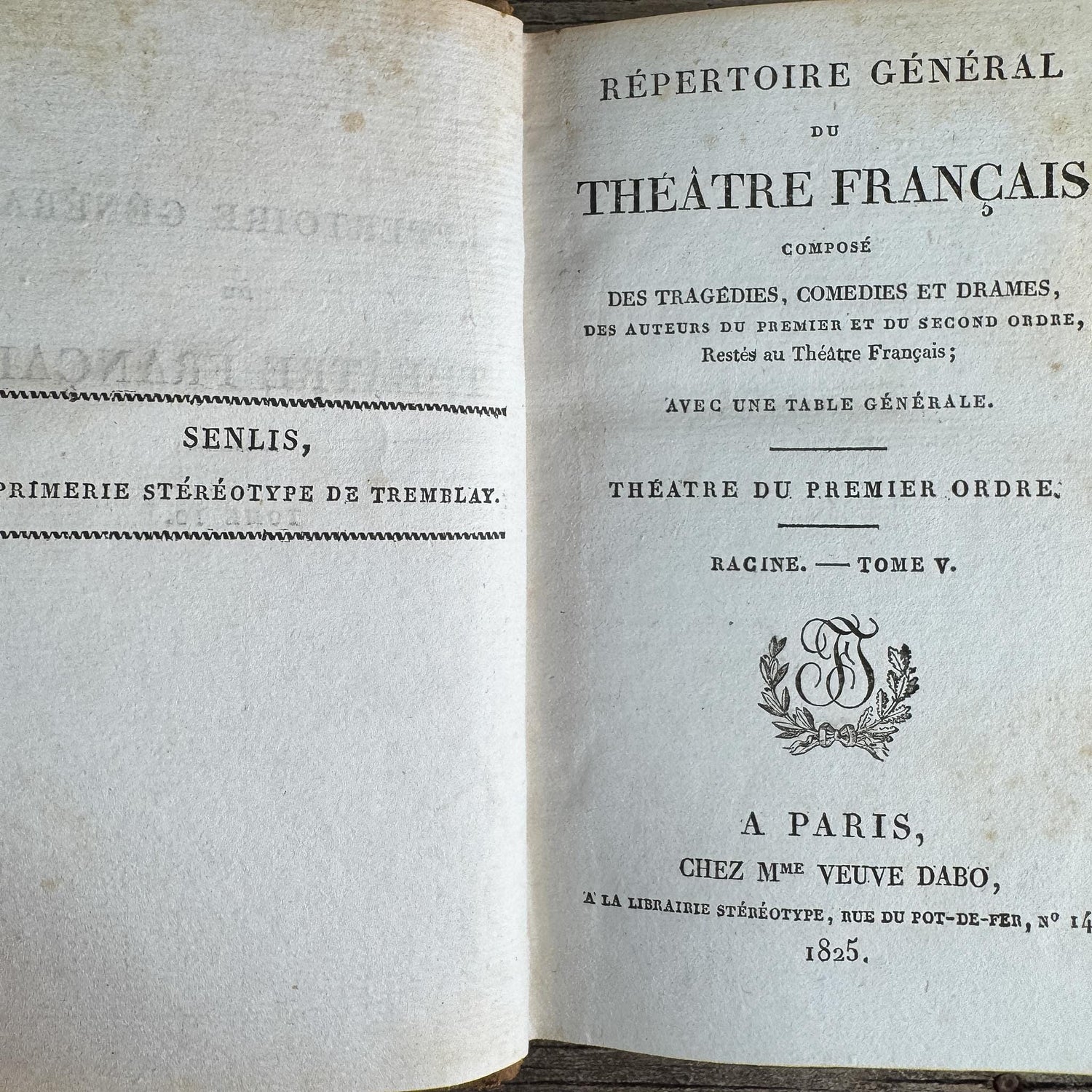Antique French Leather Book Set, Répertoire Général du Théâtre Français, 67 Volumes