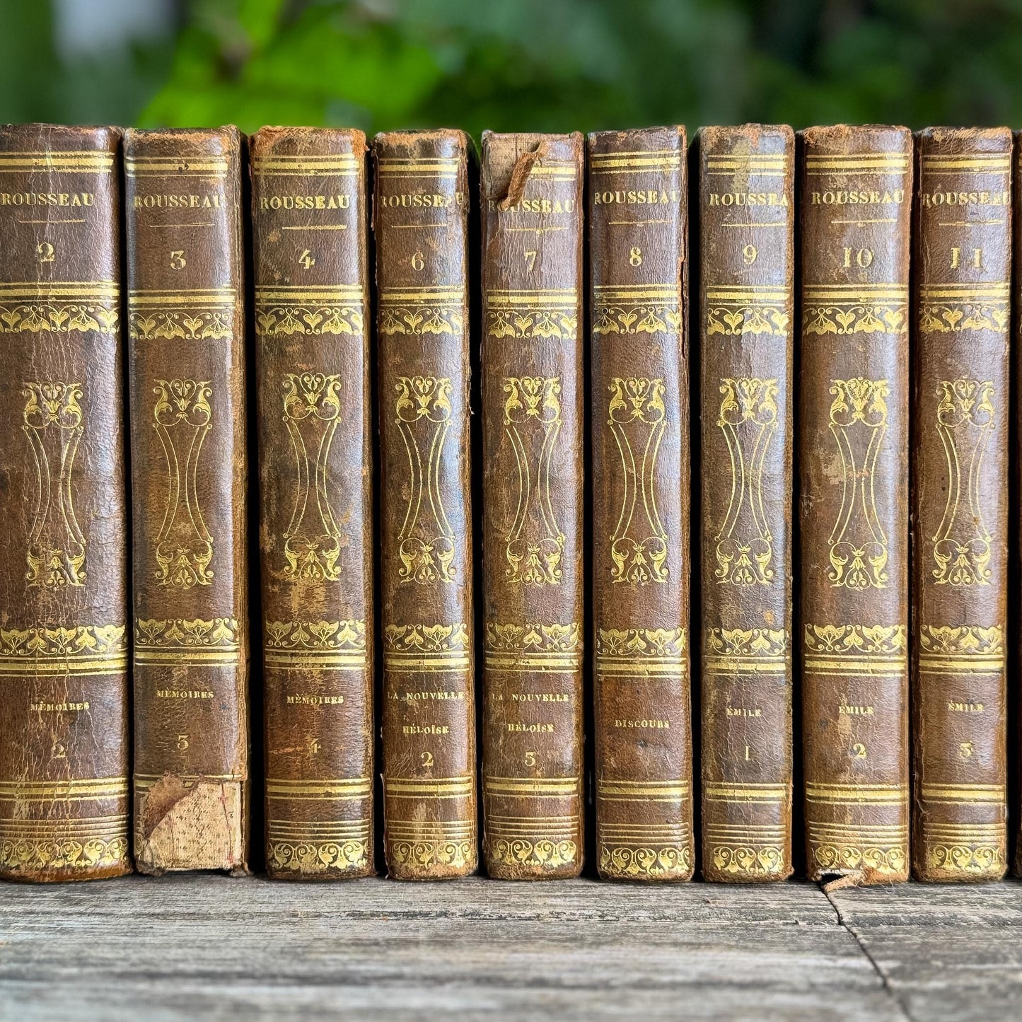 Antique French Leather Book Set, Works of Rousseau, 1820, 20 of 22 Volumes