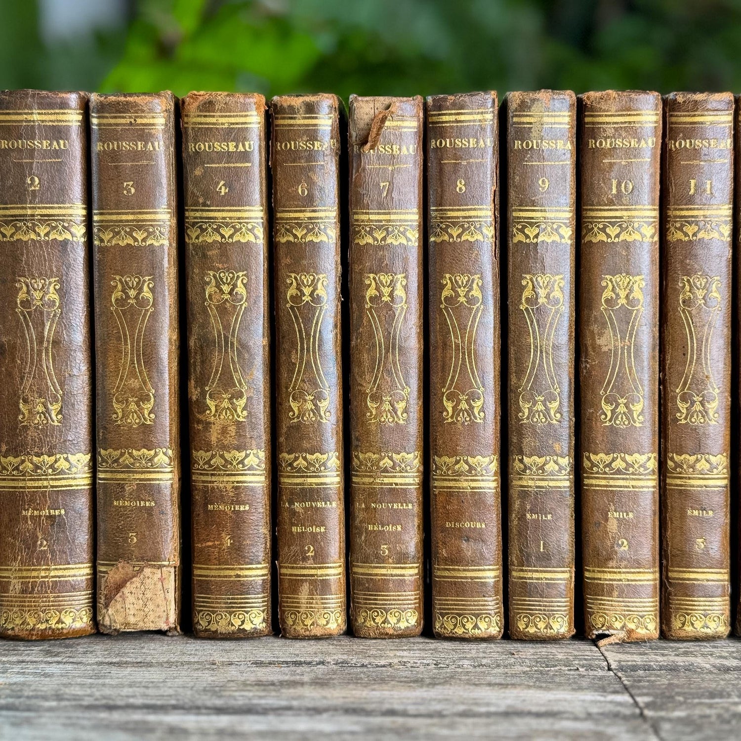 Antique French Leather Book Set, Works of Rousseau, 1820, 20 of 22 Volumes