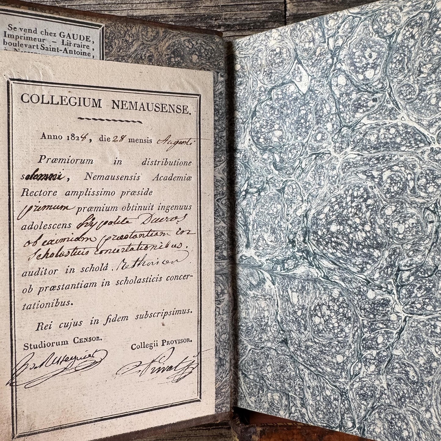 Antique French Leather Book Ornate Book Set for Small Spaces