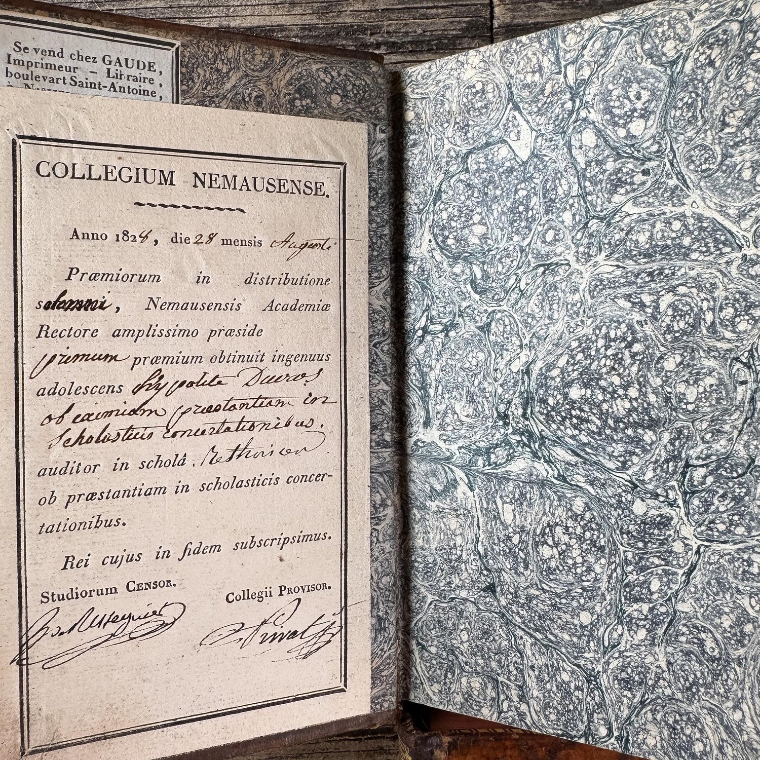 Antique French Leather Book Ornate Book Set for Small Spaces