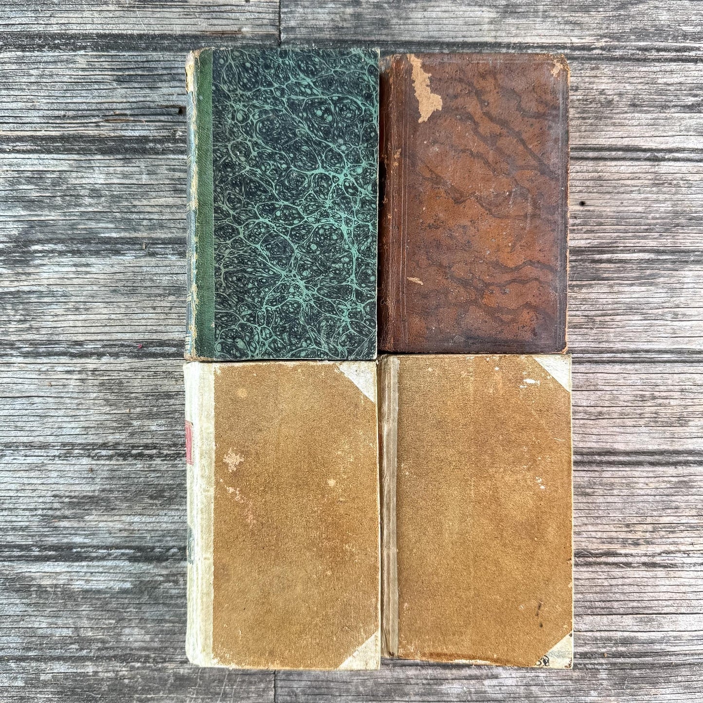 Mini Old Brown & Tan French Leather Book Bundle for Small Spaces