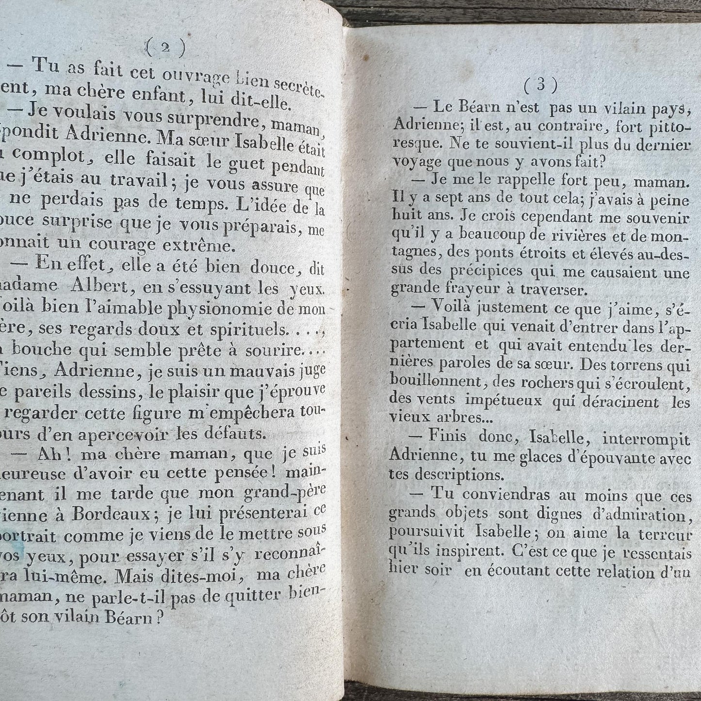 Antique Gold, Black, and Red French Leather Book Set of Les Petits Béarnais by Delafaye, 1824, 4 Volumes