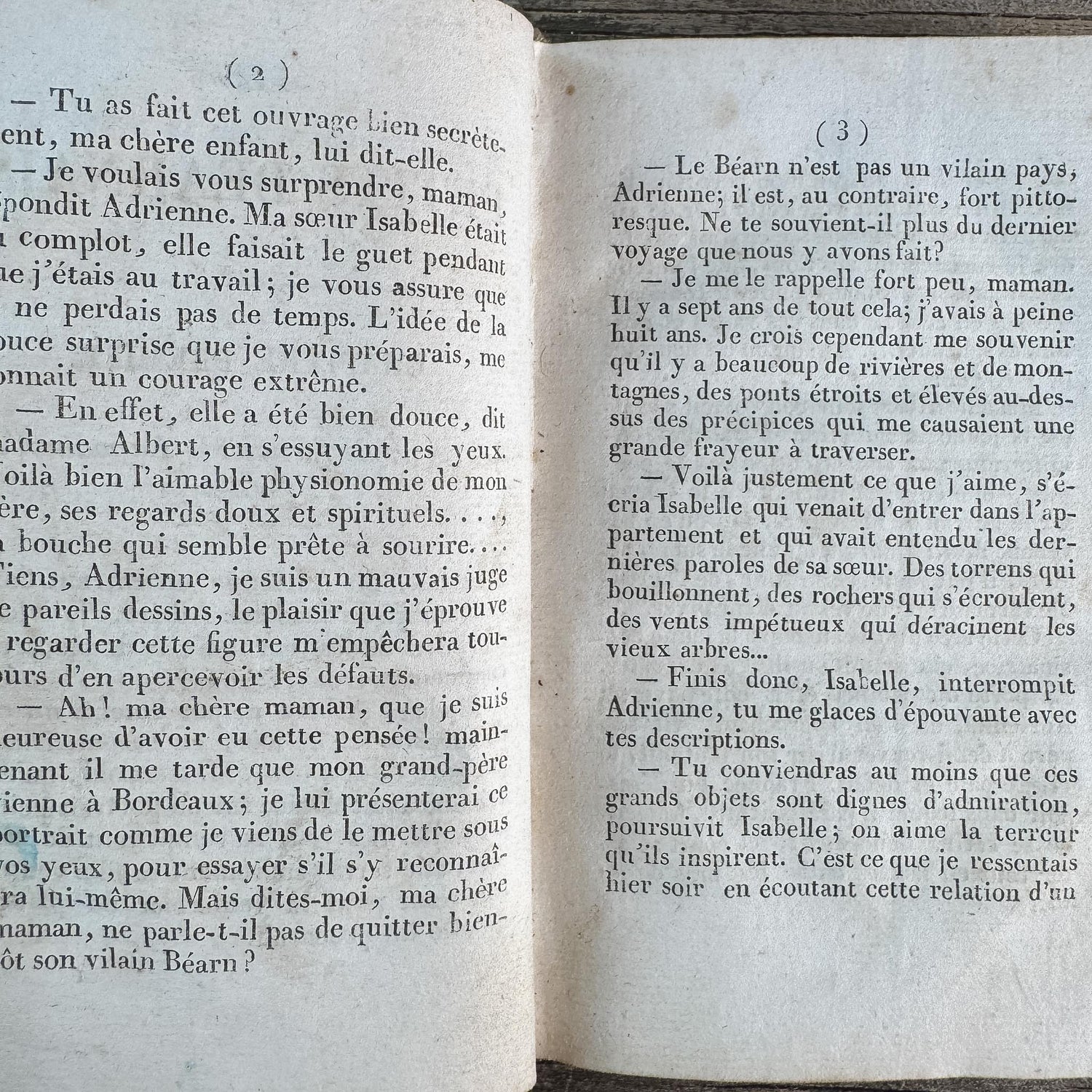 Antique Gold, Black, and Red French Leather Book Set of Les Petits Béarnais by Delafaye, 1824, 4 Volumes