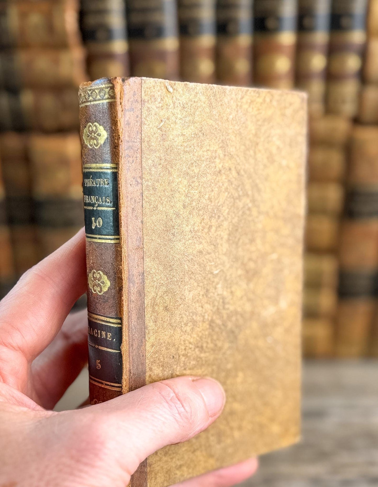 Antique French Leather Book Set, Répertoire Général du Théâtre Français, 67 Volumes