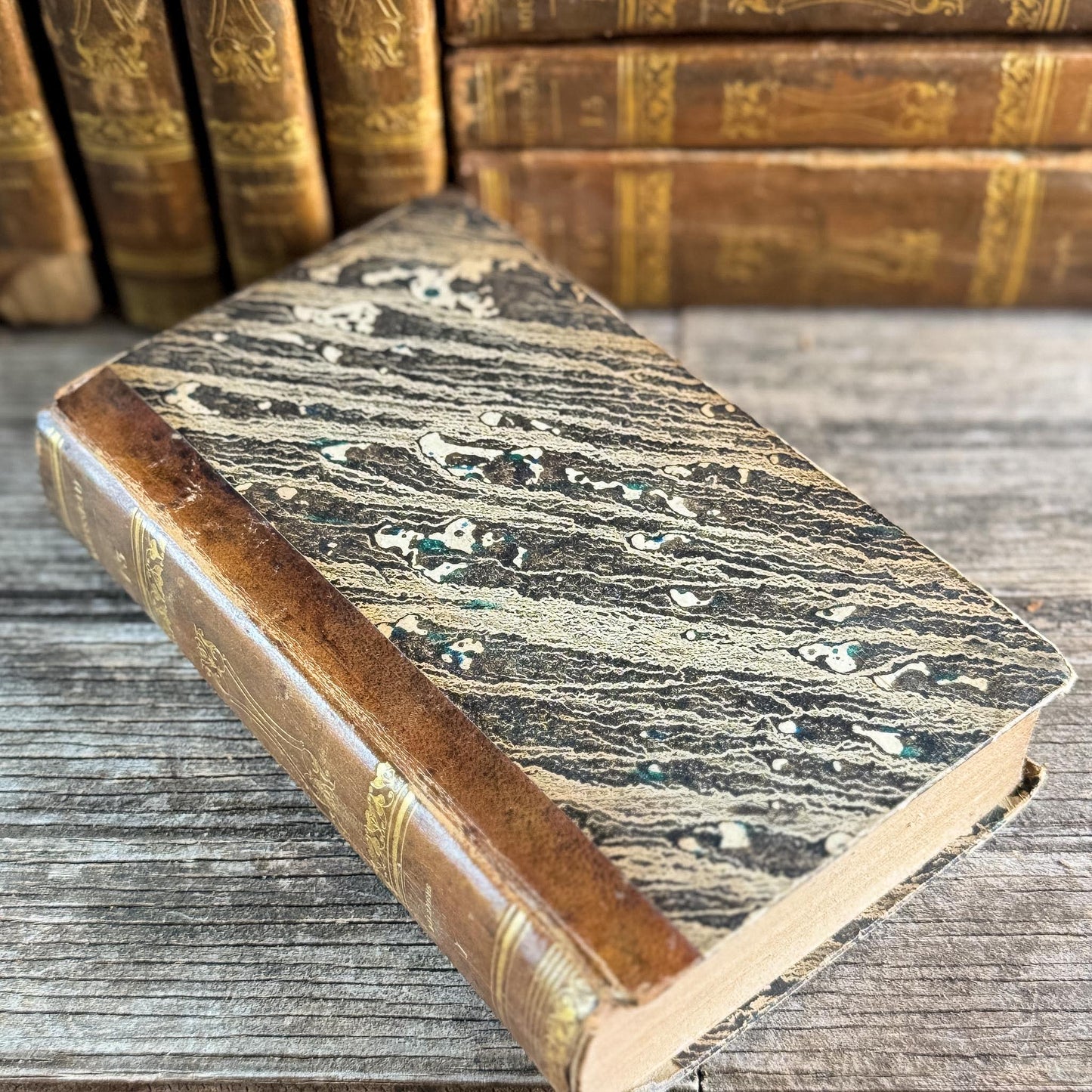 Antique French Leather Book Set, Works of Rousseau, 1820, 20 of 22 Volumes