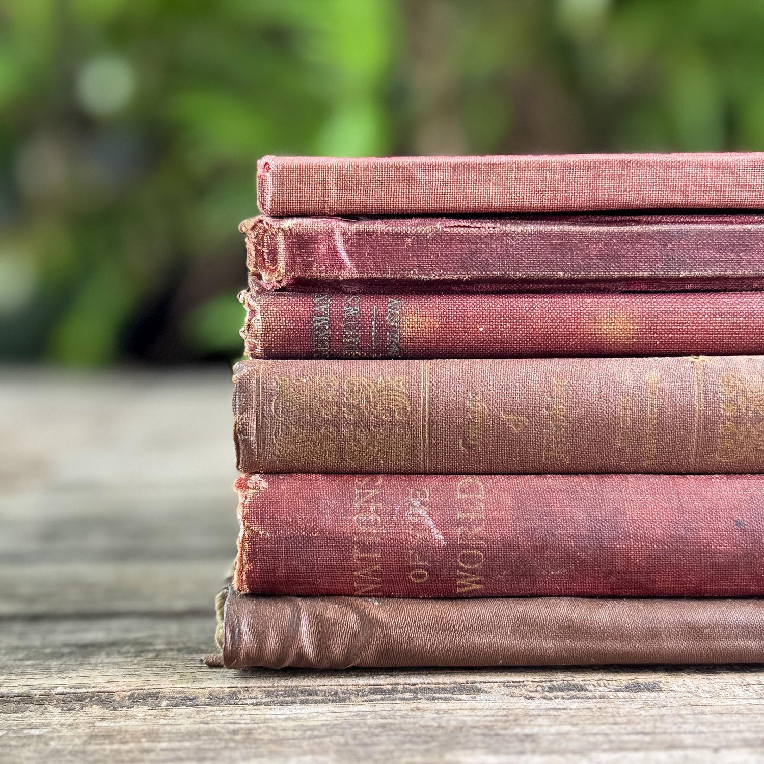 Antique Shabby Red & Brown Book Bundle for Moody Shelf Styling