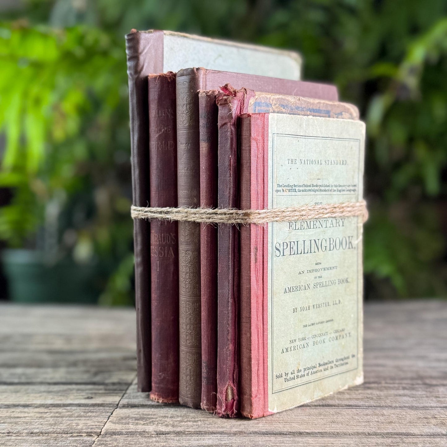 Antique Shabby Red & Brown Book Bundle for Moody Shelf Styling