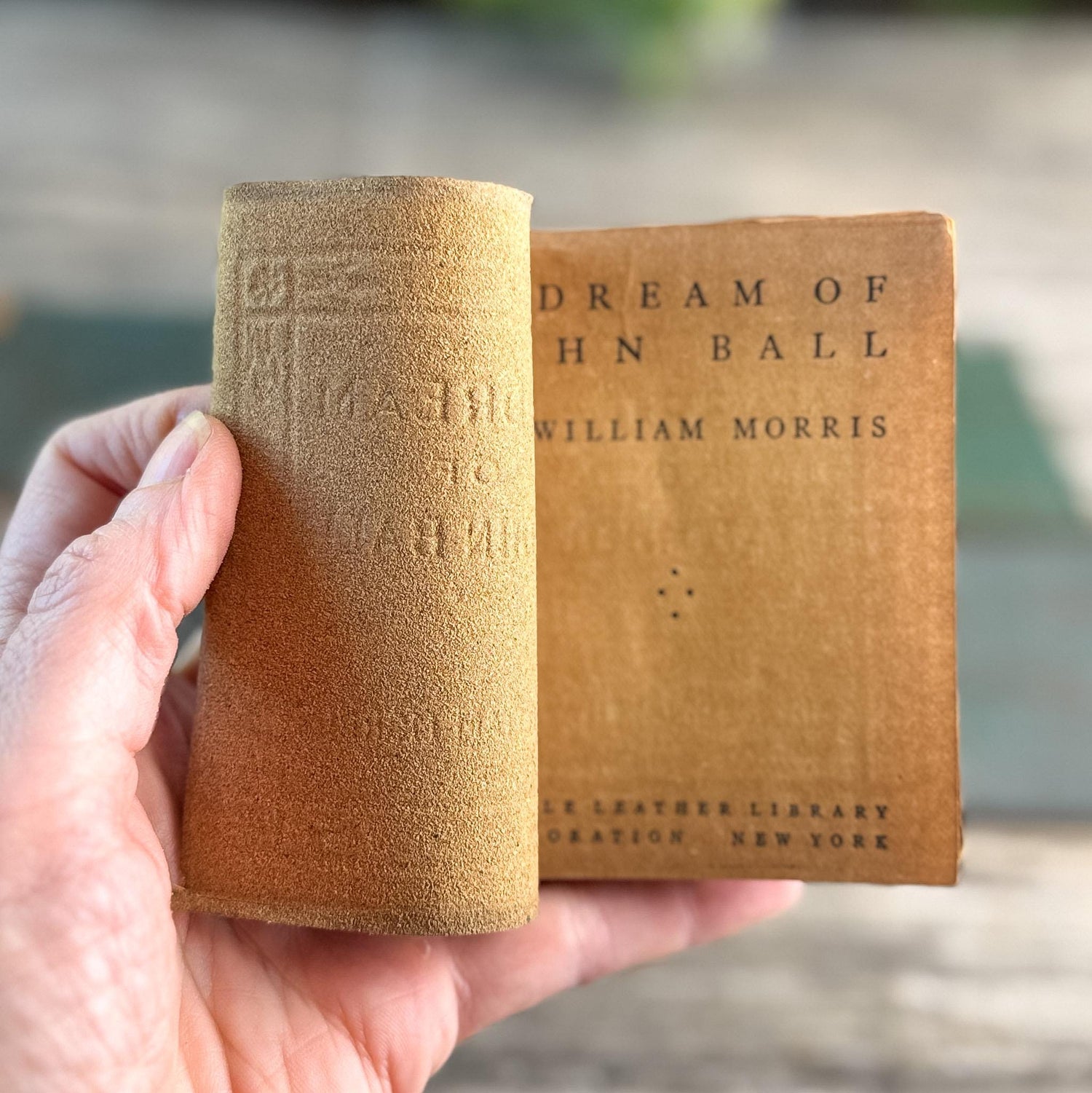 Tiny Antique Green Little Leather Library Books