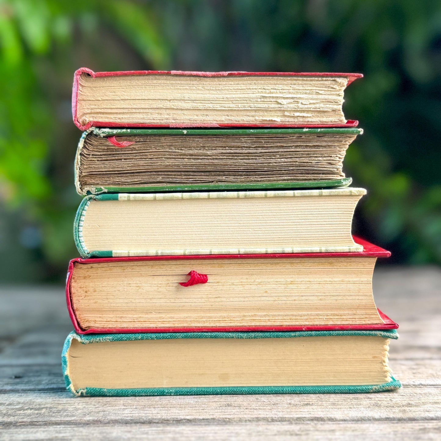 Vintage and Antique European Red, Green and Gold Book Bundle For Holiday Styling