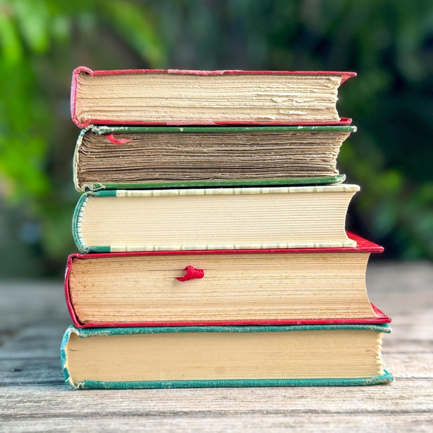 Vintage and Antique European Red, Green and Gold Book Bundle For Holiday Styling