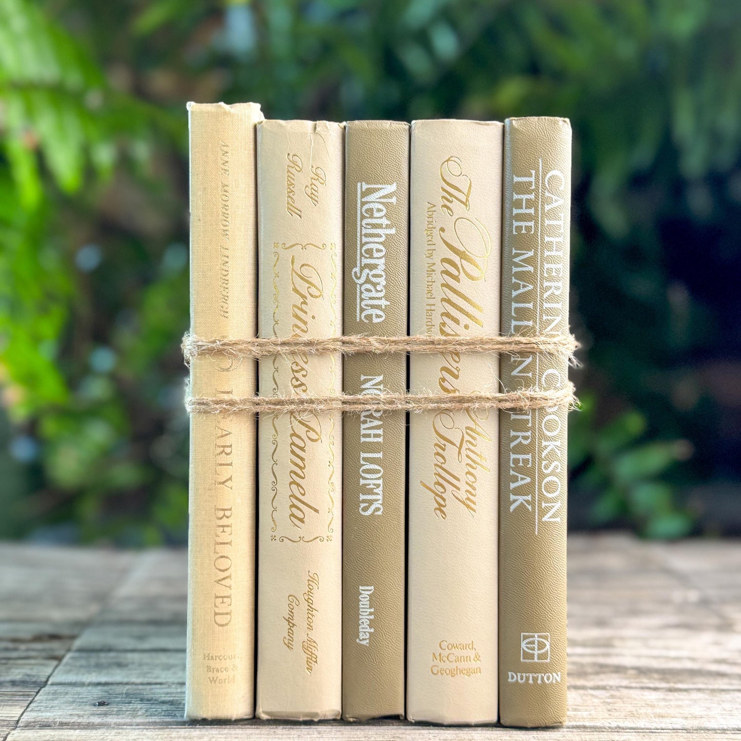 Vintage Retro Neutral Book Set in Taupe, Cream and Gold