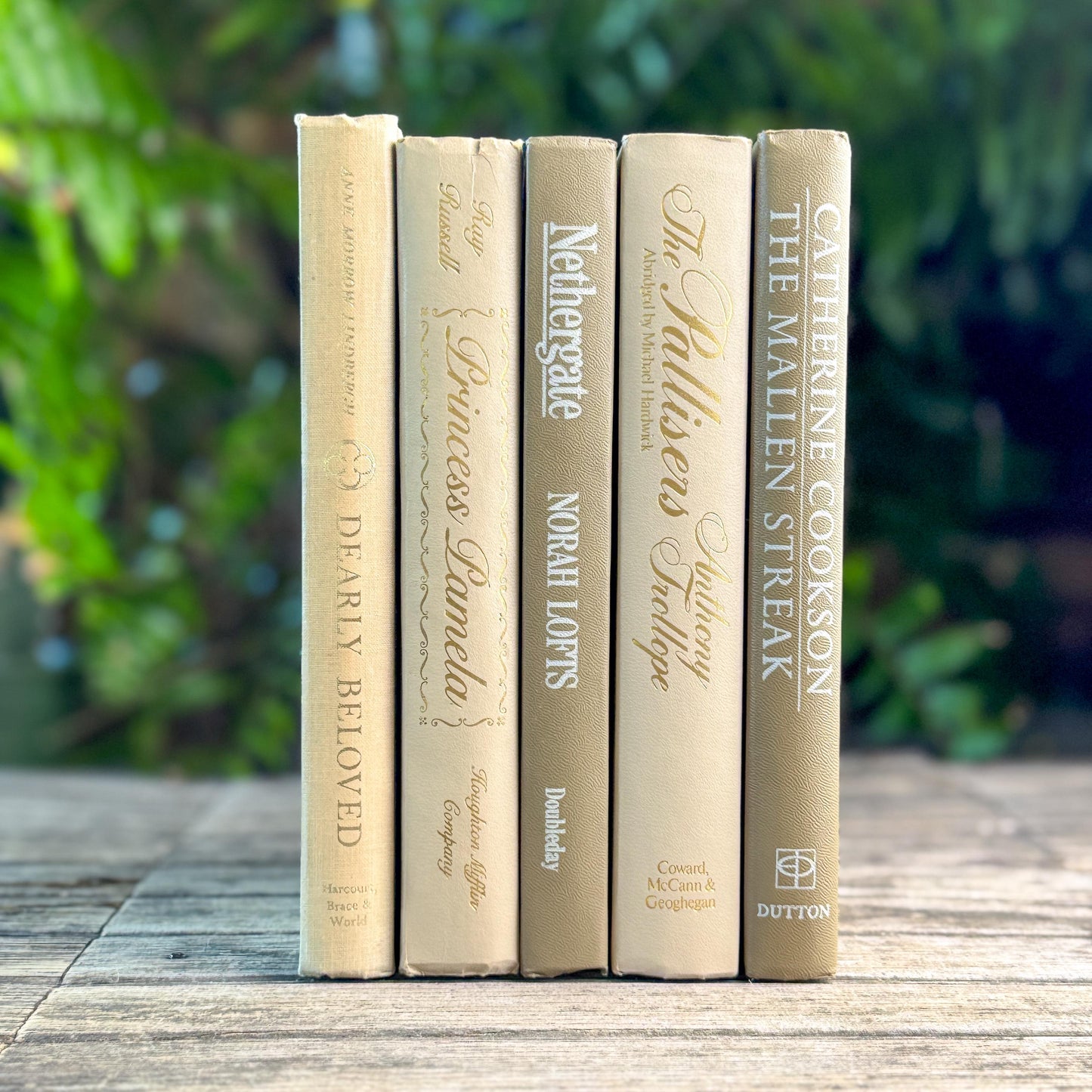 Vintage Retro Neutral Book Set in Taupe, Cream and Gold
