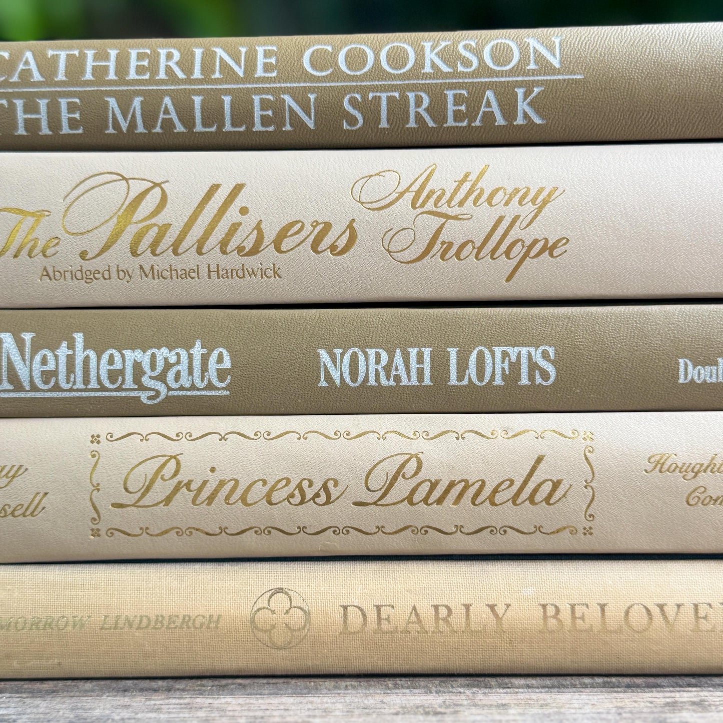 Vintage Retro Neutral Book Set in Taupe, Cream and Gold
