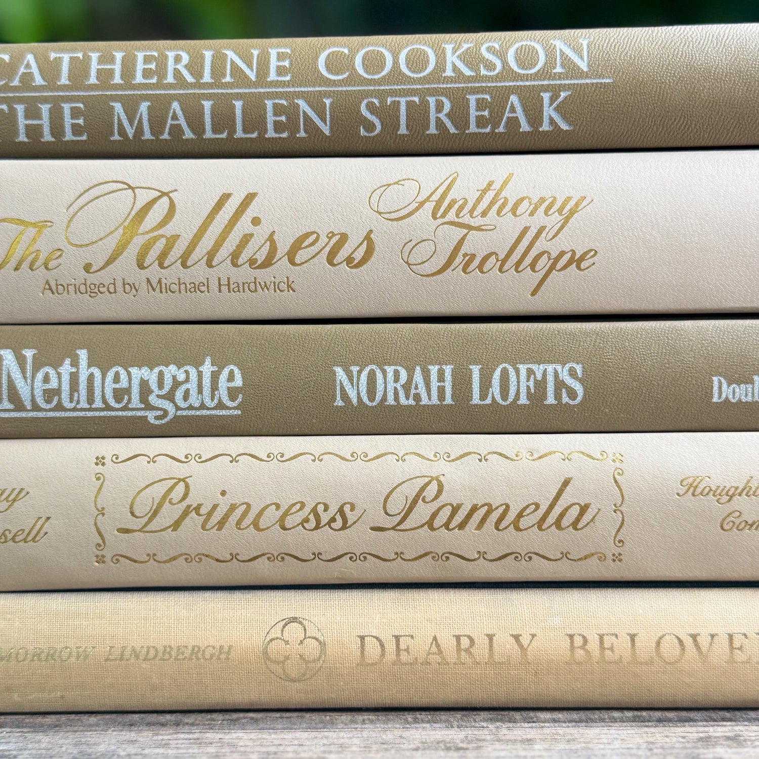 Vintage Retro Neutral Book Set in Taupe, Cream and Gold