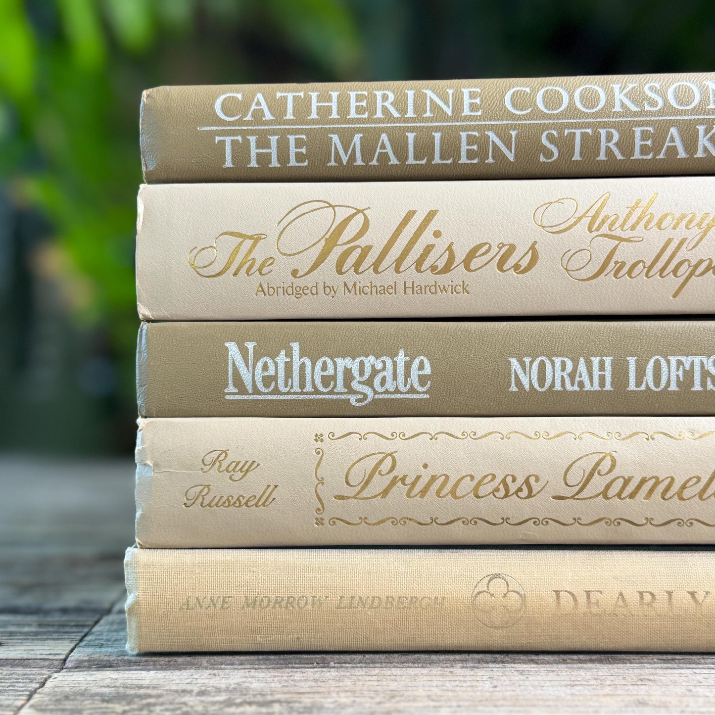 Vintage Retro Neutral Book Set in Taupe, Cream and Gold