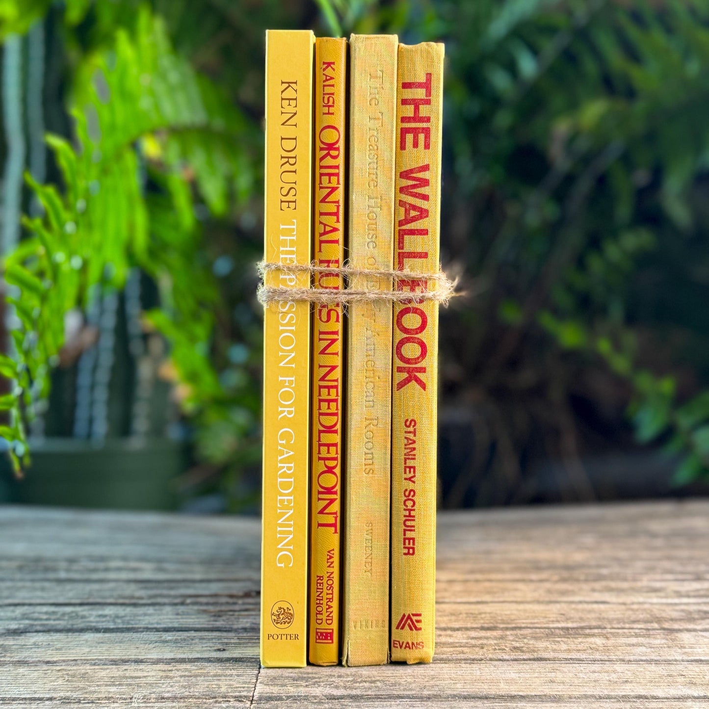Retro Mustard Yellow Coffee Table Book Set, Home and Garden Themed
