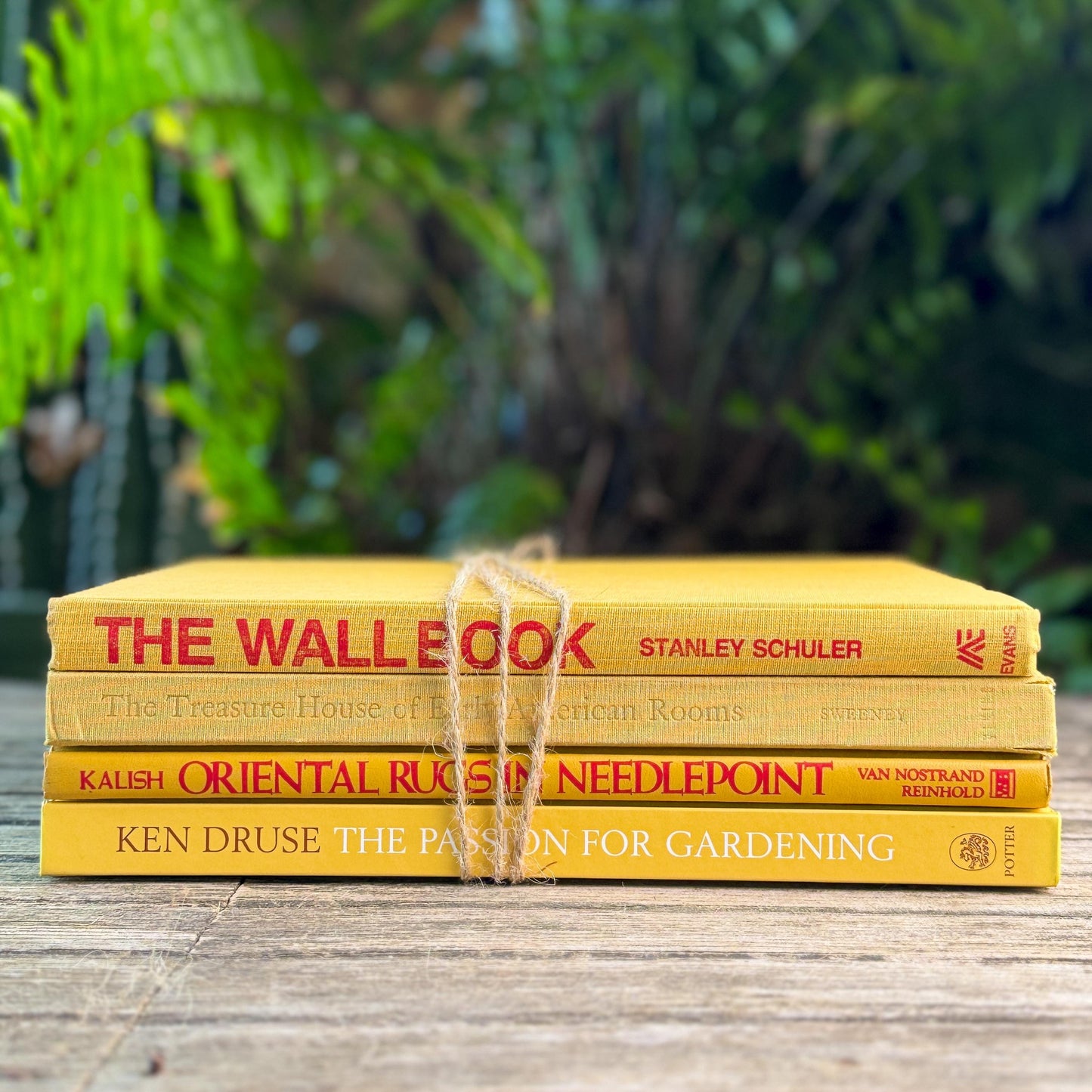 Retro Mustard Yellow Coffee Table Book Set, Home and Garden Themed