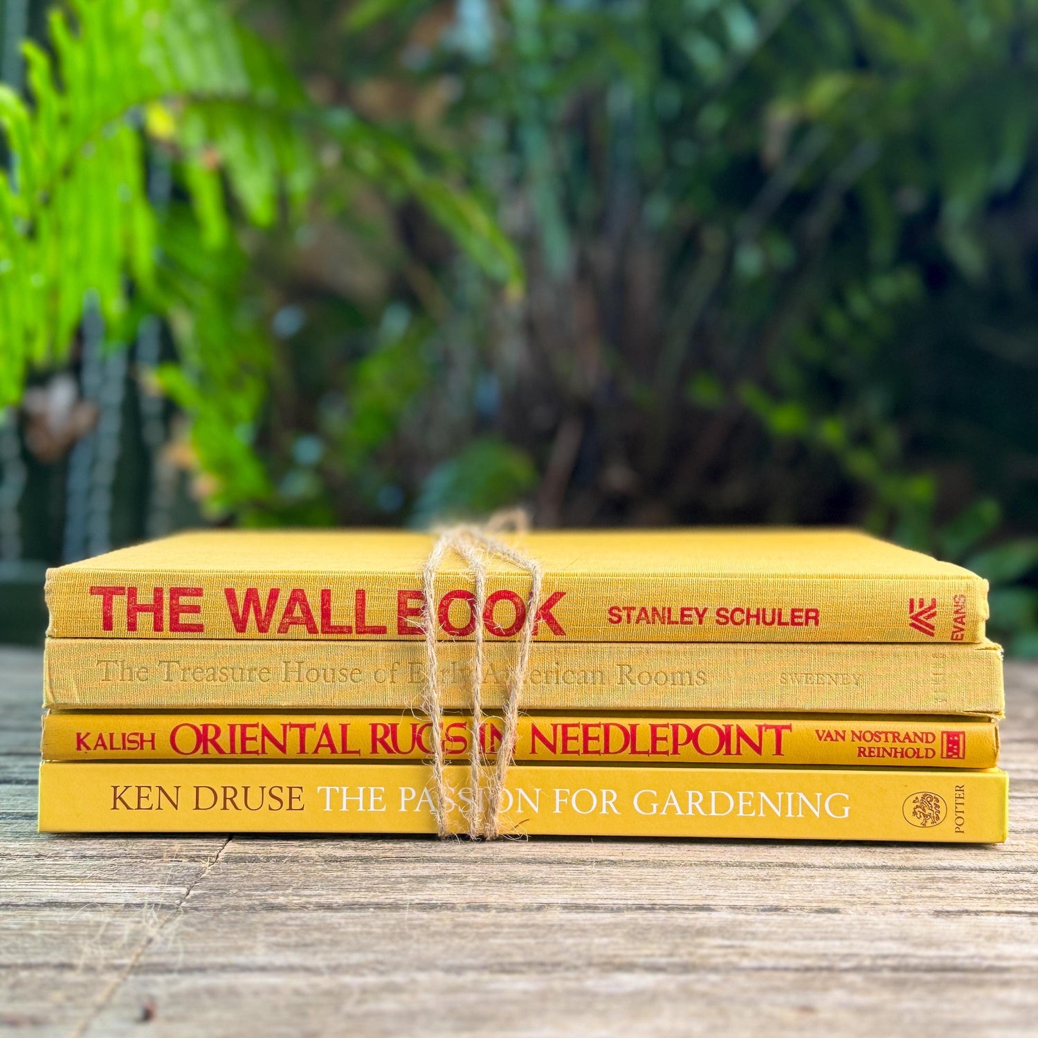 Retro Mustard Yellow Coffee Table Book Set, Home and Garden Themed