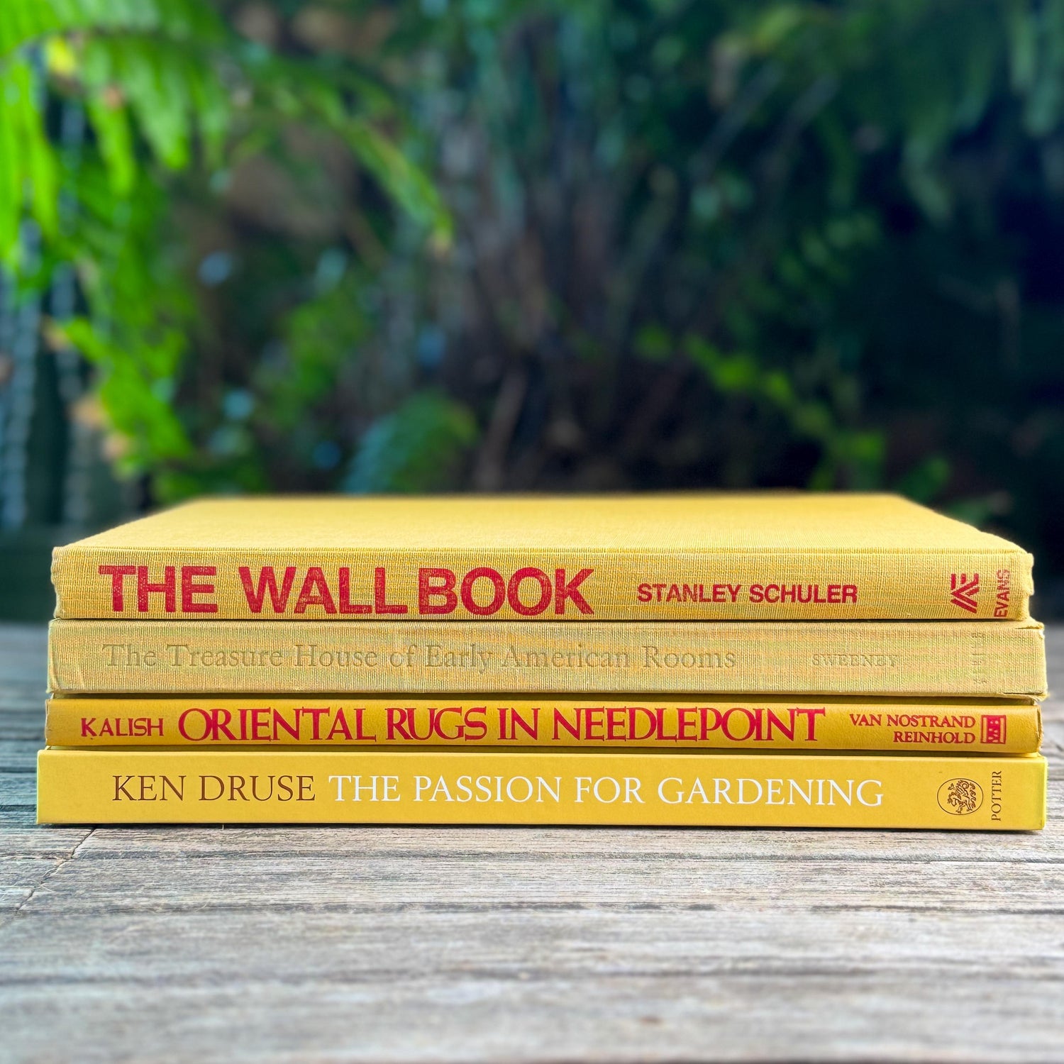 Retro Mustard Yellow Coffee Table Book Set, Home and Garden Themed