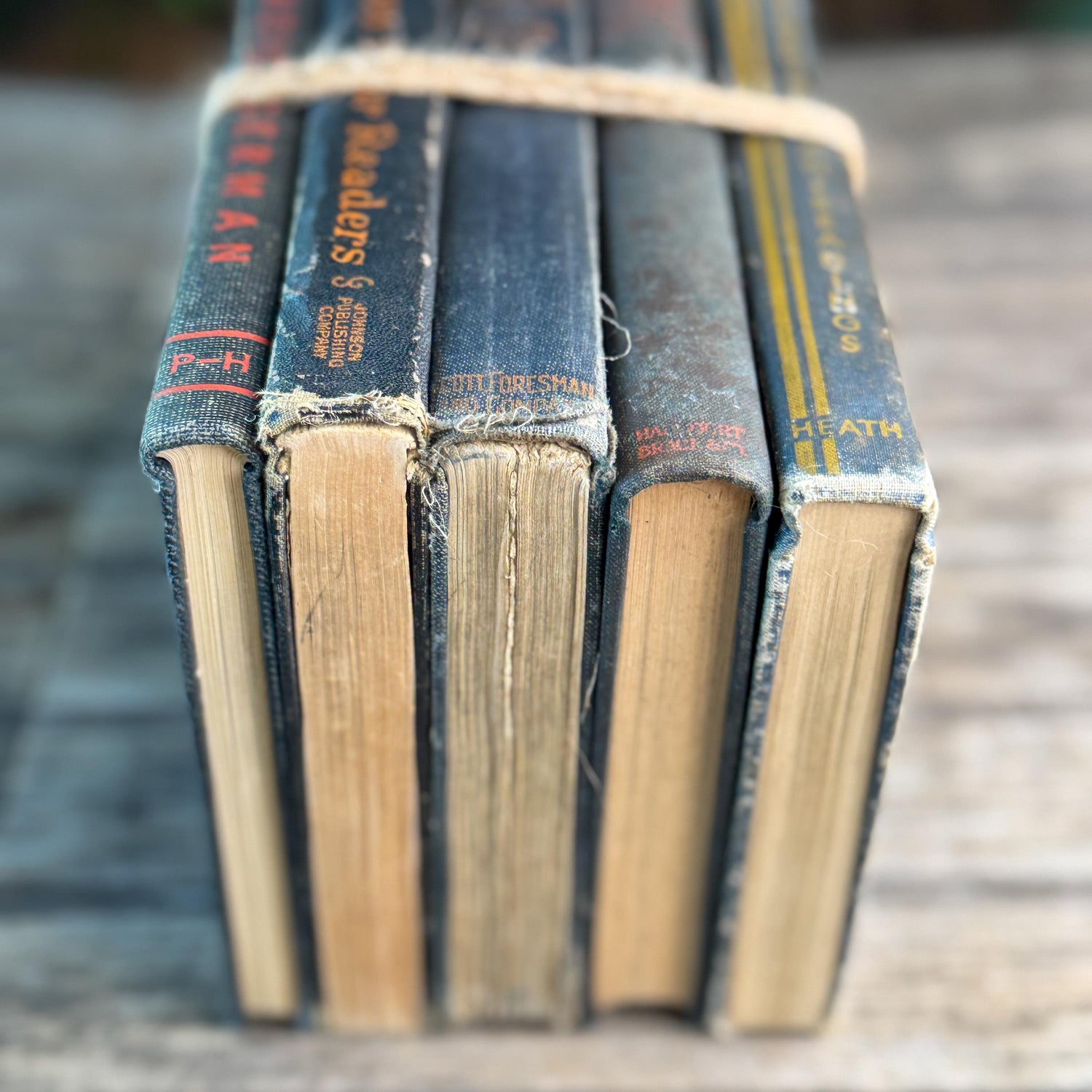 Dark Academia Vintage Schoolbook Set with Black and Navy with Orange Lettering