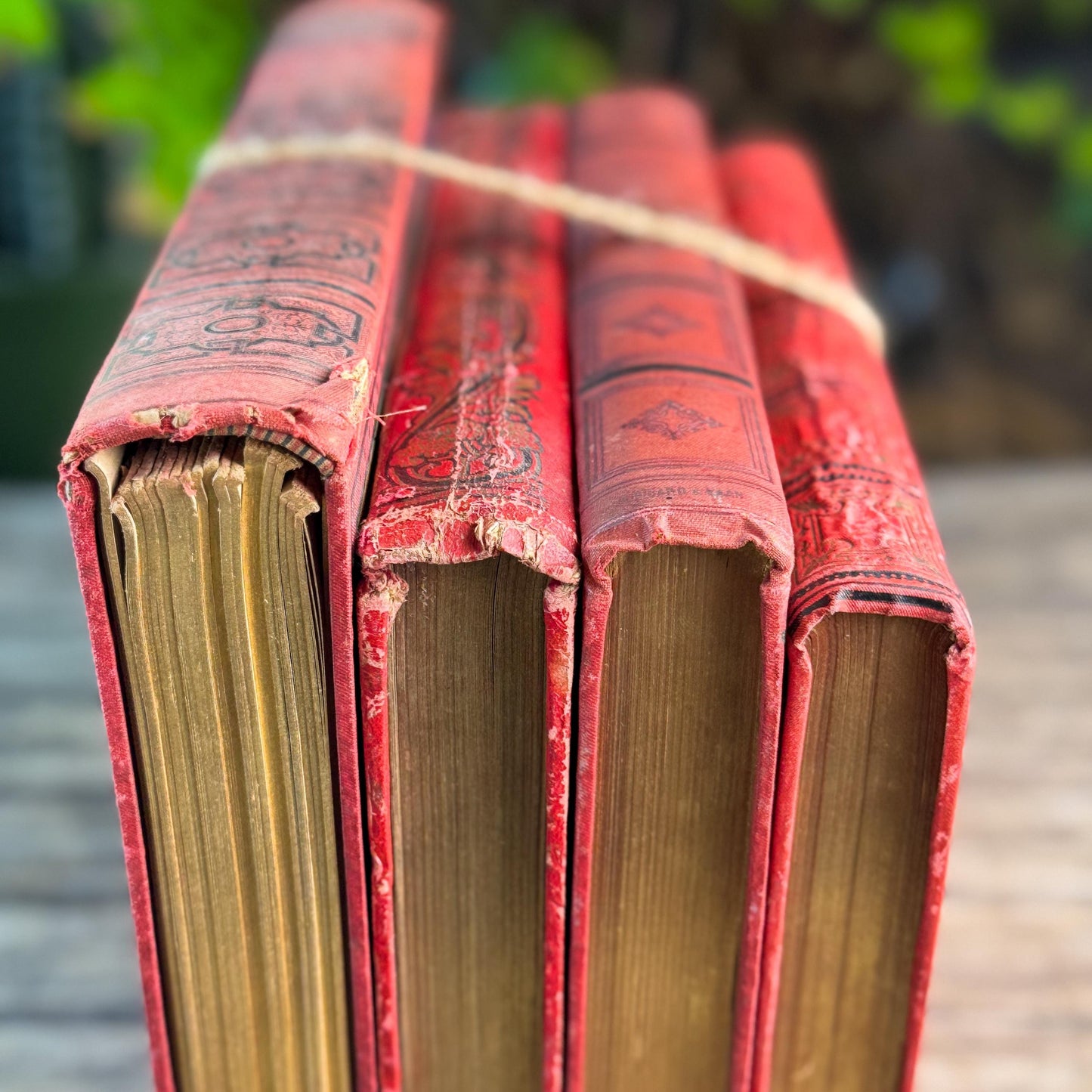 Antique Oversized Red Ornate French Book Set, Joan of Arc Cover, Illustrated, 4 Volumes