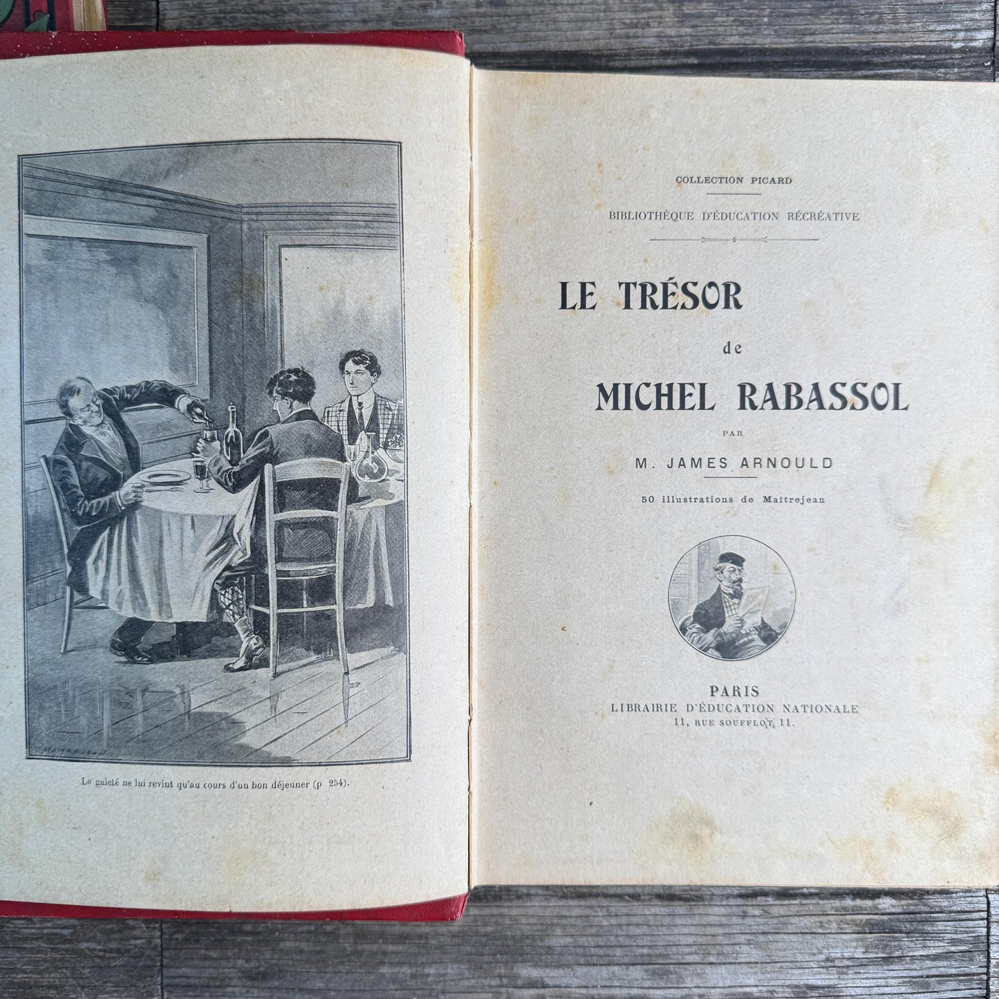 Antique Oversized Red Ornate French Book Set, Joan of Arc Cover, Illustrated, 4 Volumes
