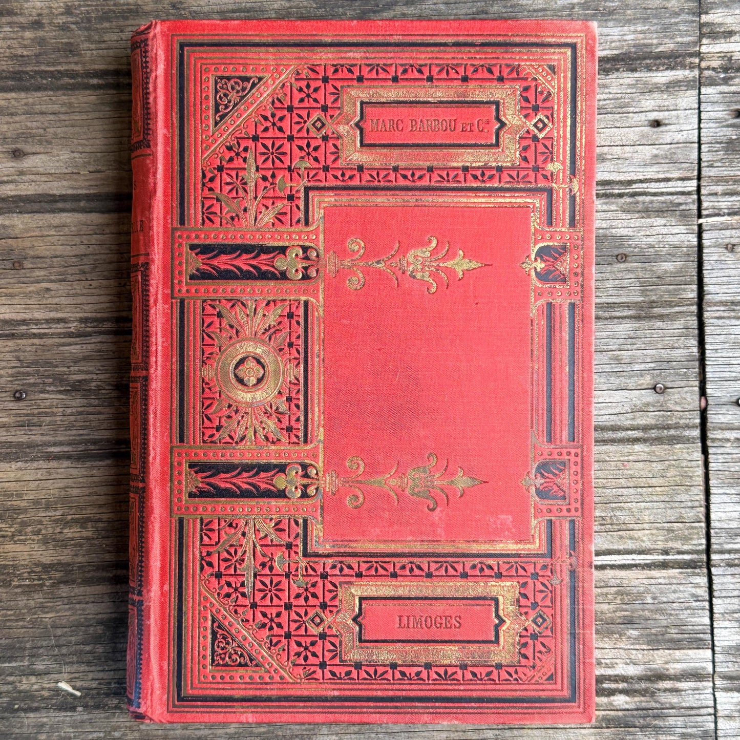 Antique Oversized Red Ornate French Book Set, Joan of Arc Cover, Illustrated, 4 Volumes