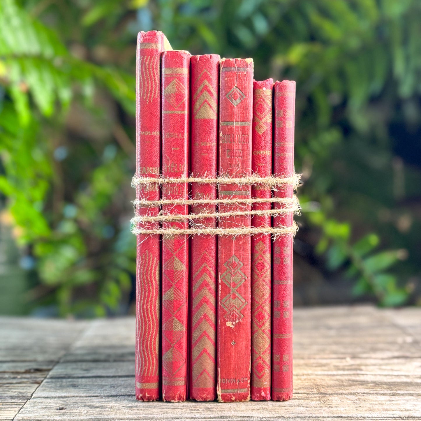 Vintage French Art Deco Book Set, Red and Gold Geometric Casterman Covers