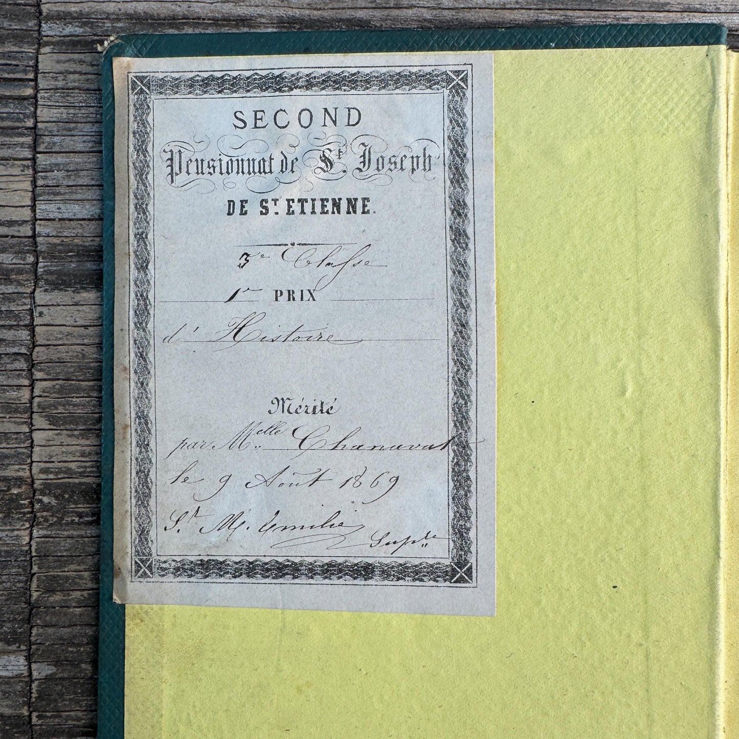 Shabby Antique French Green Book Set, 1822-1874, Seine Map