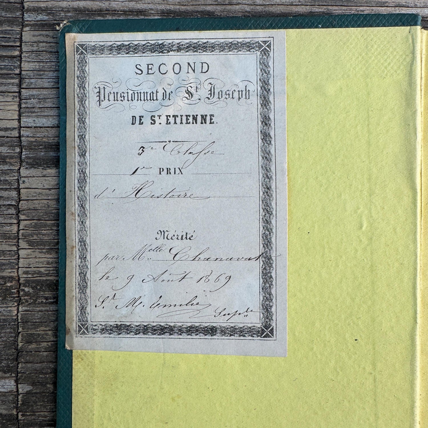 Shabby Antique French Green Book Set, 1822-1874, Seine Map