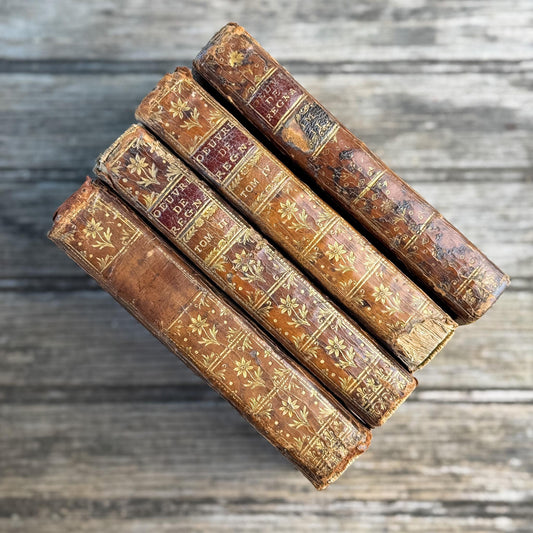 18th Century French Leather Book Set, 1750 - Œuvres de Regnard, Volumes I-IV, Gilt Calf, 4 Volumes