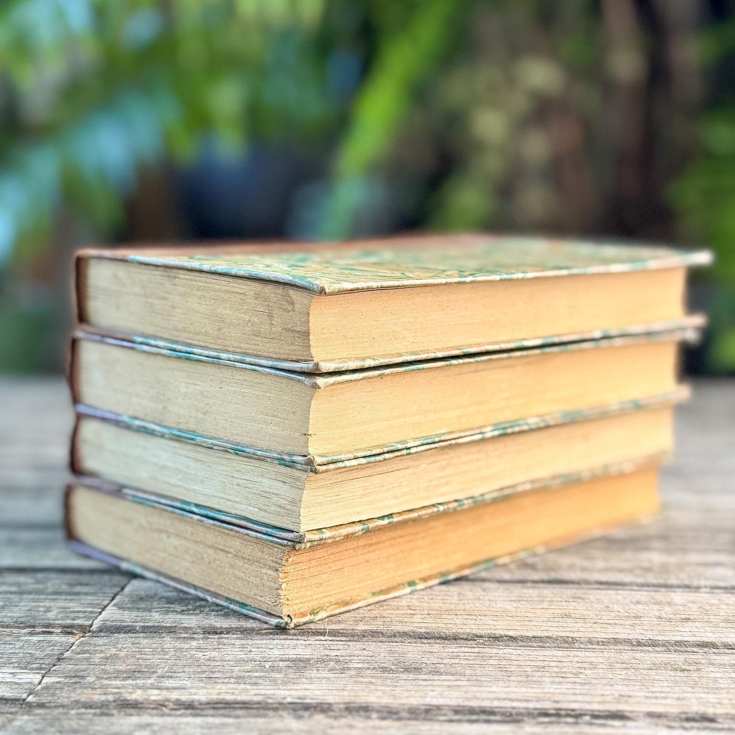 Vintage French Leather Book Set in Cognac Brown with Art Deco Gilt Spines