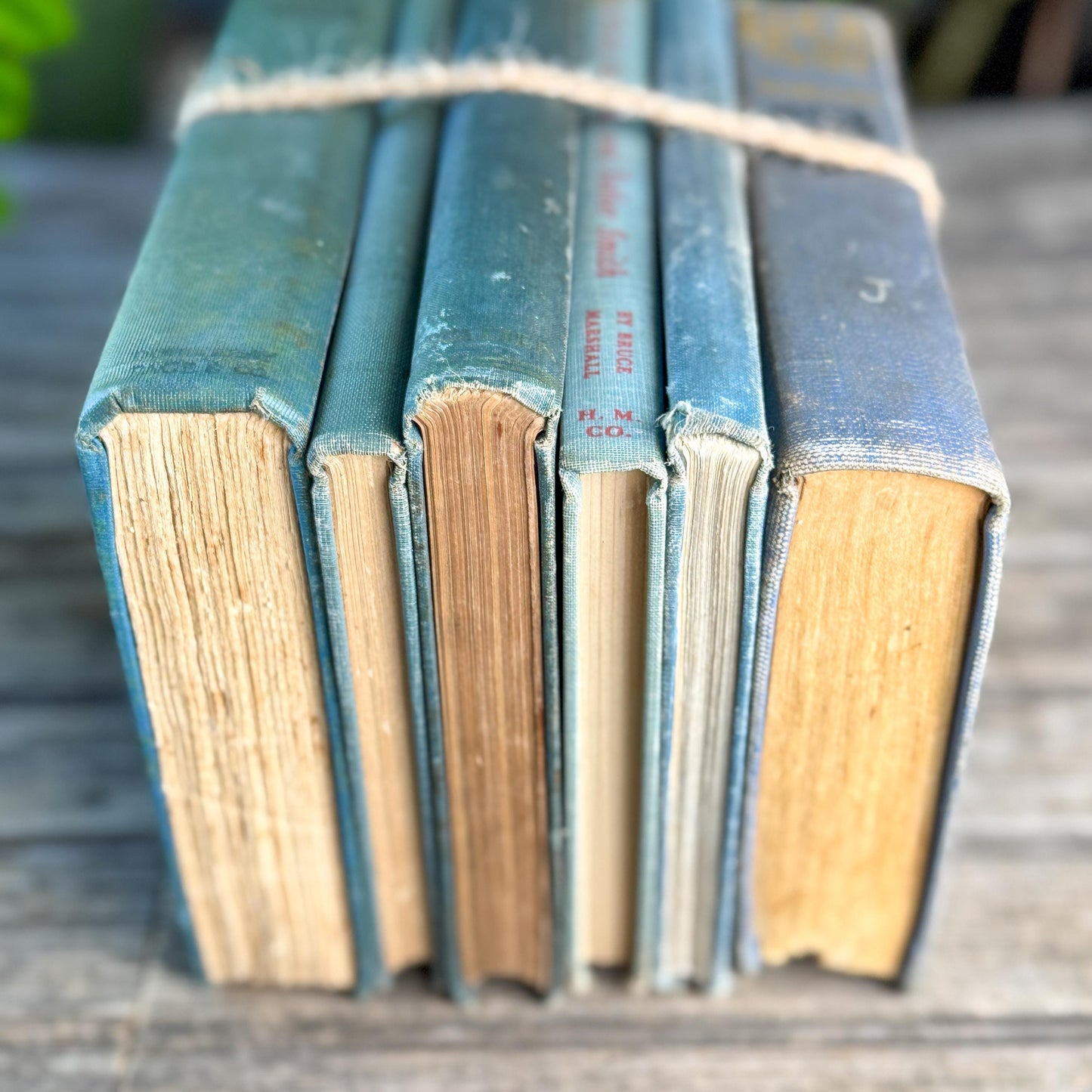 Shabby Old Blue Books for Cozy Shelf Styling
