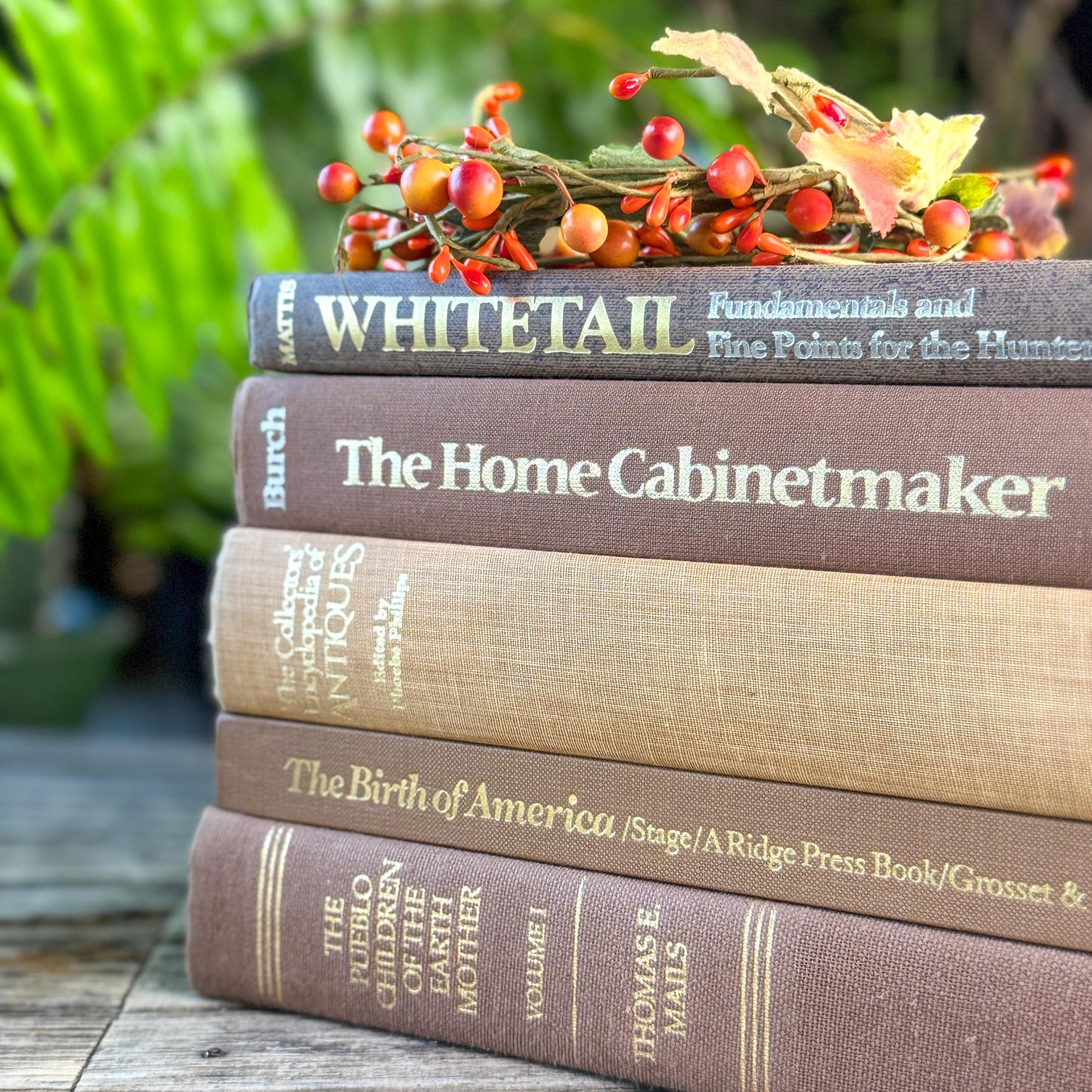 Vintage Neutral Brown, Caramel, and Goldenrod Coffee Table Book Bundle