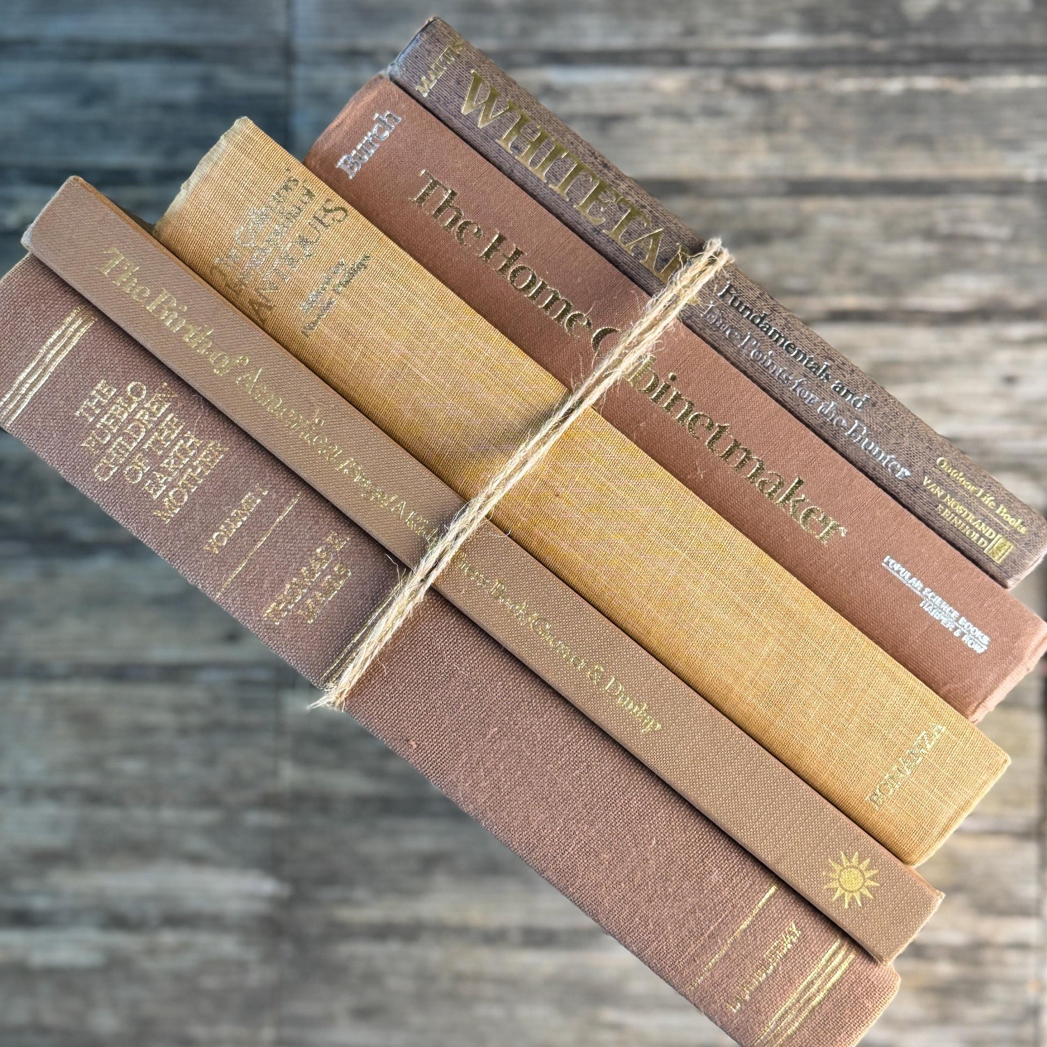 Vintage Neutral Brown, Caramel, and Goldenrod Coffee Table Book Bundle