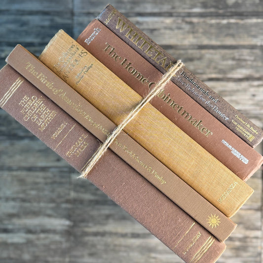 Vintage Neutral Brown, Caramel, and Goldenrod Coffee Table Book Bundle