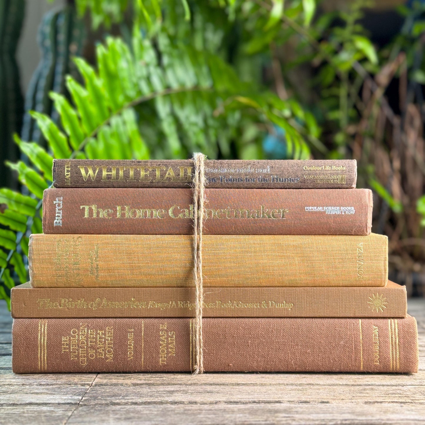 Vintage Neutral Brown, Caramel, and Goldenrod Coffee Table Book Bundle