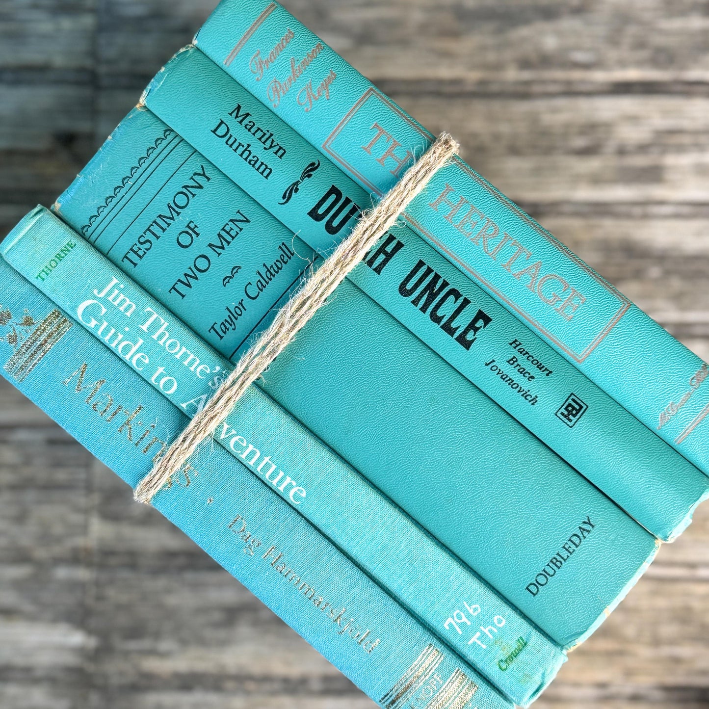 Mint and Teal Green Book Set for Bookshelf Decor