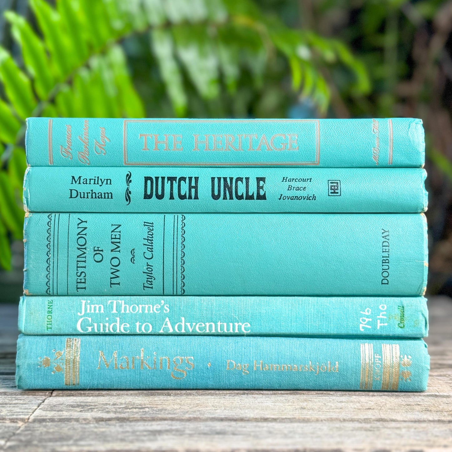 Mint and Teal Green Book Set for Bookshelf Decor