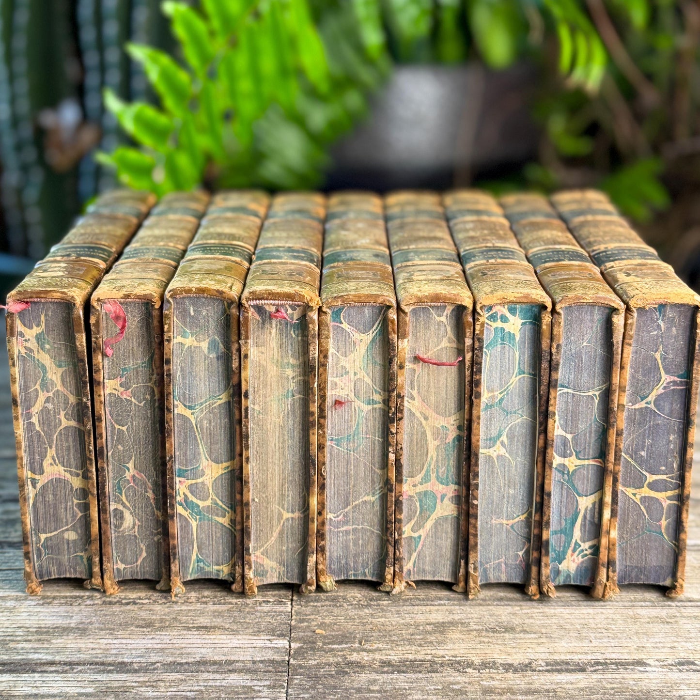 Antique Leather-Bound Voltaire Books in French, 1824, Gold Black and Brown