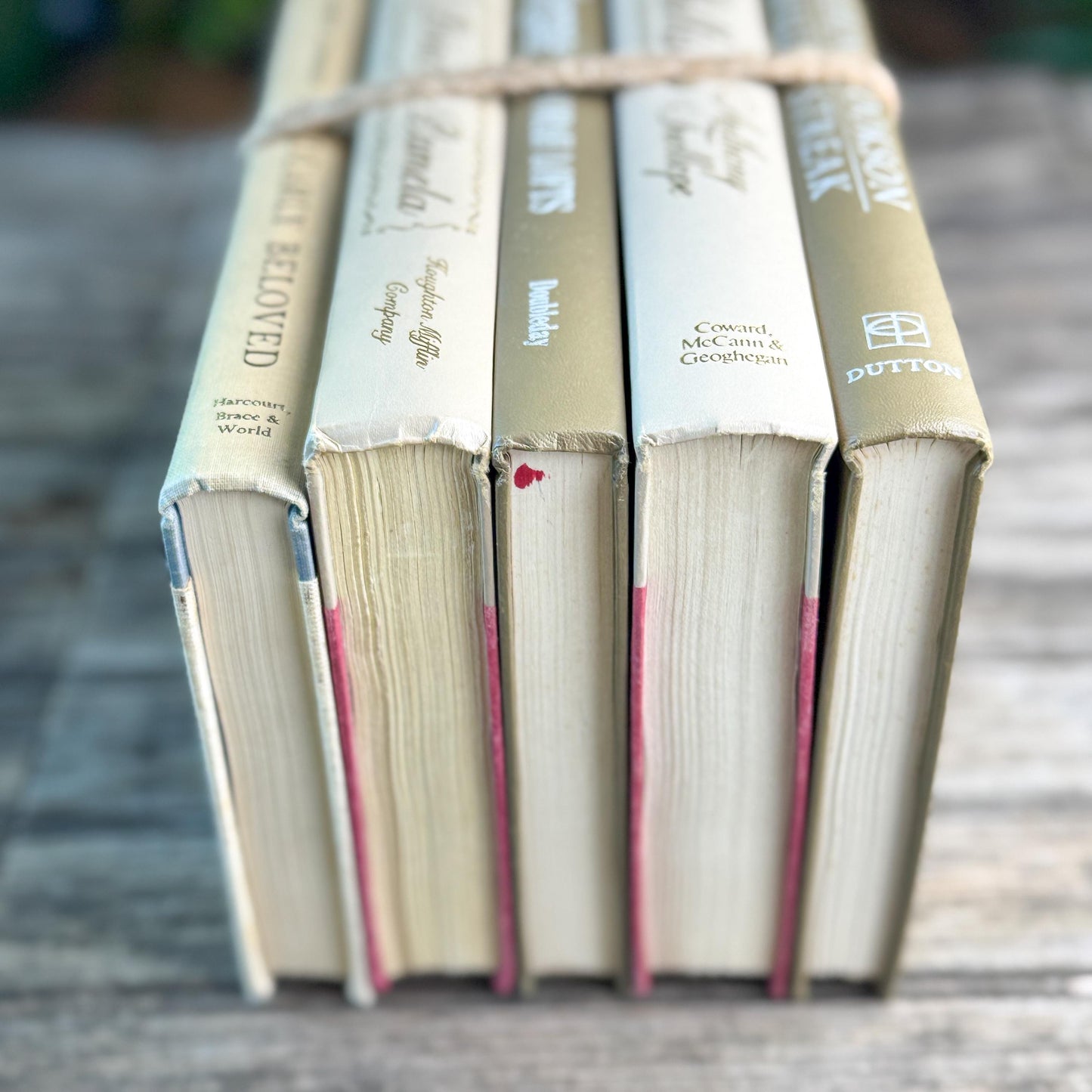 Vintage Retro Neutral Book Set in Taupe, Cream and Gold