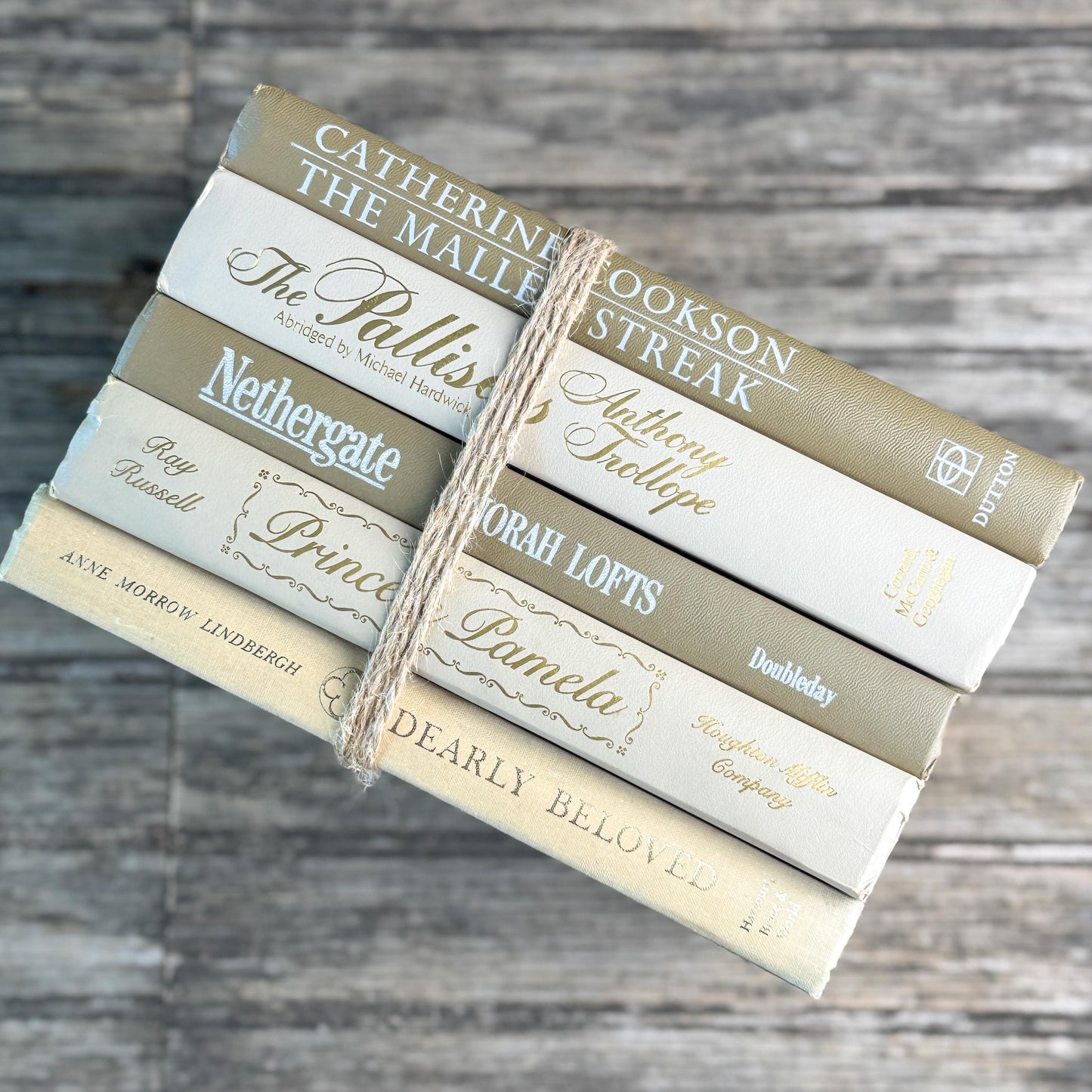 Vintage Retro Neutral Book Set in Taupe, Cream and Gold