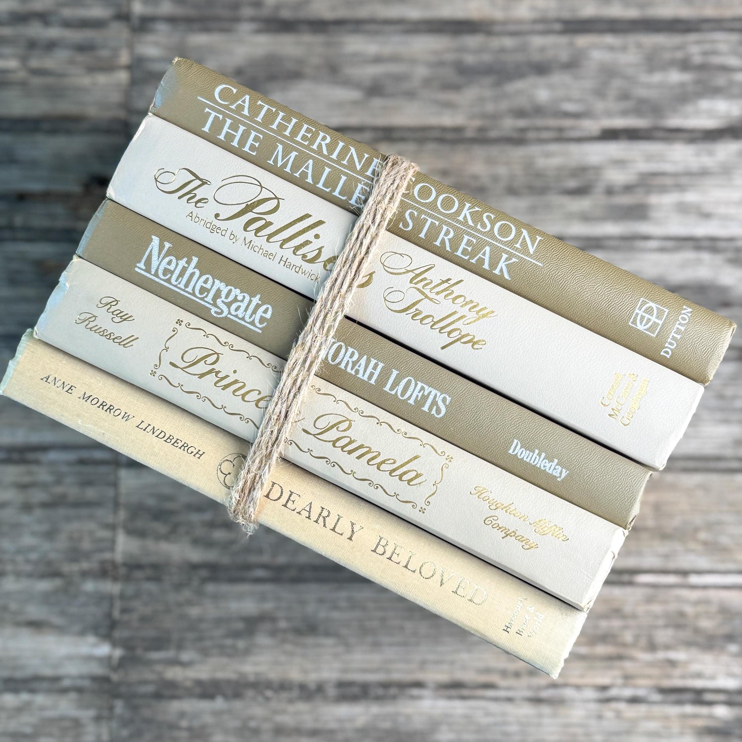 Vintage Retro Neutral Book Set in Taupe, Cream and Gold